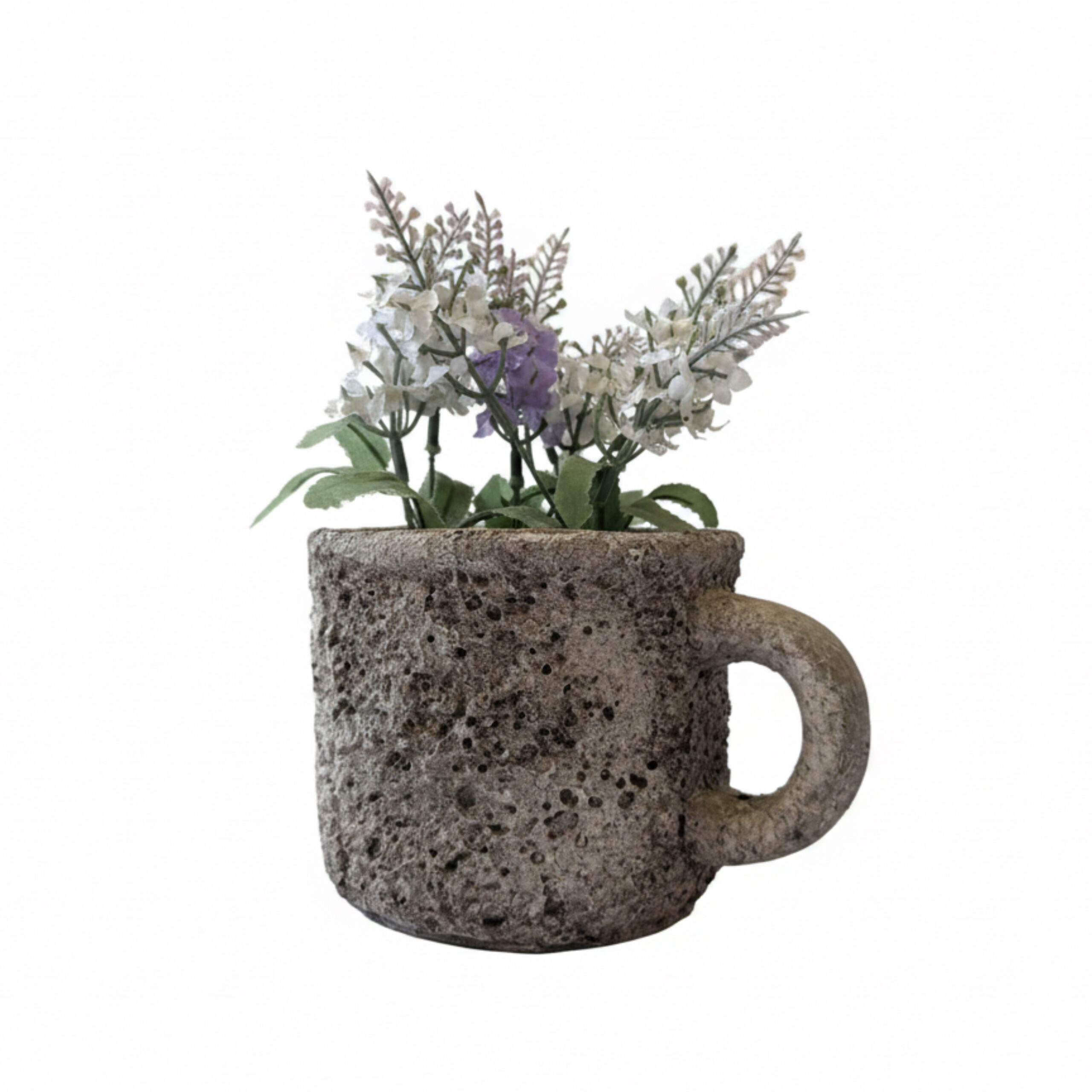 Macetero de cemento con forma de taza