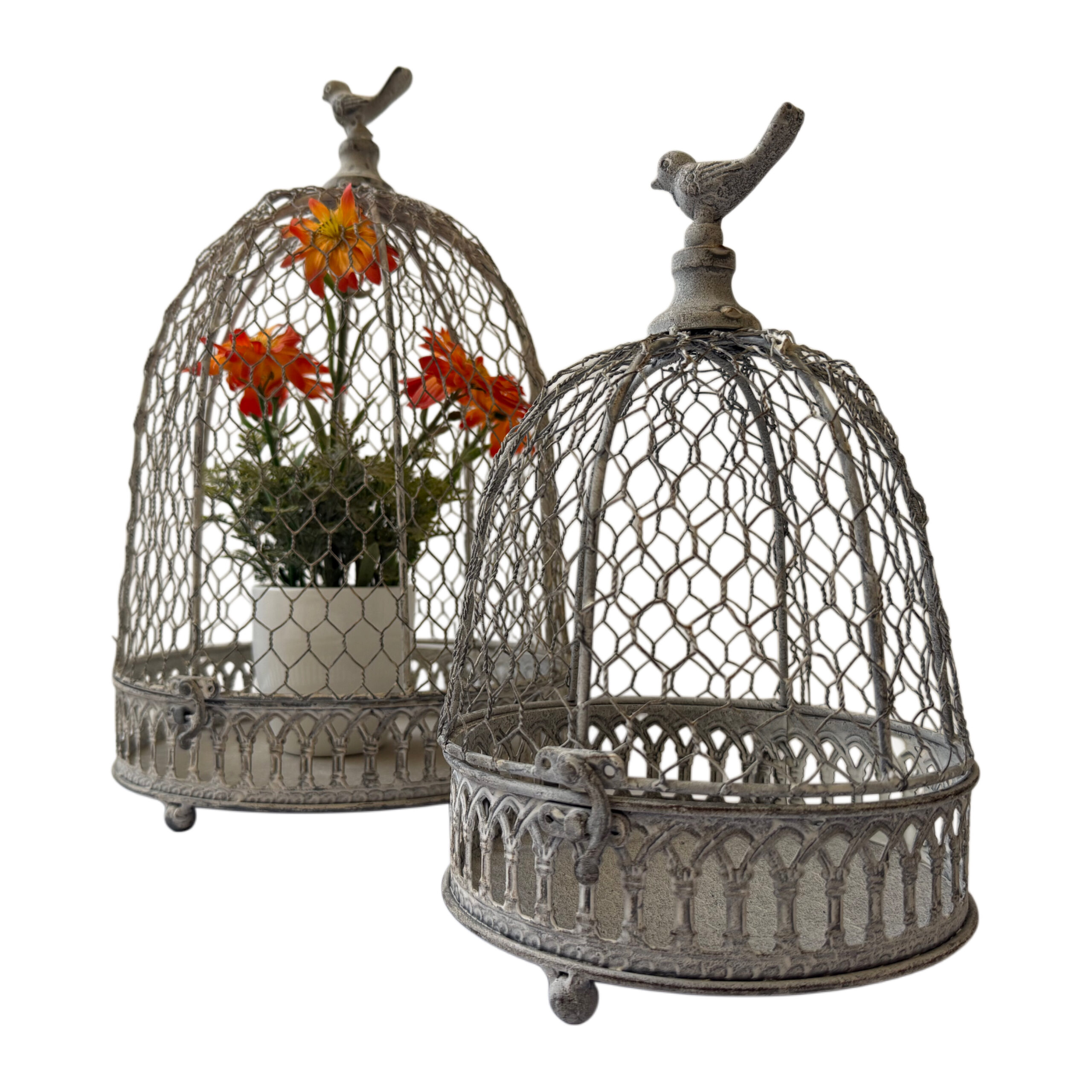 Juego de candelabro estilo jaula de metal set/2 - Imagen 4