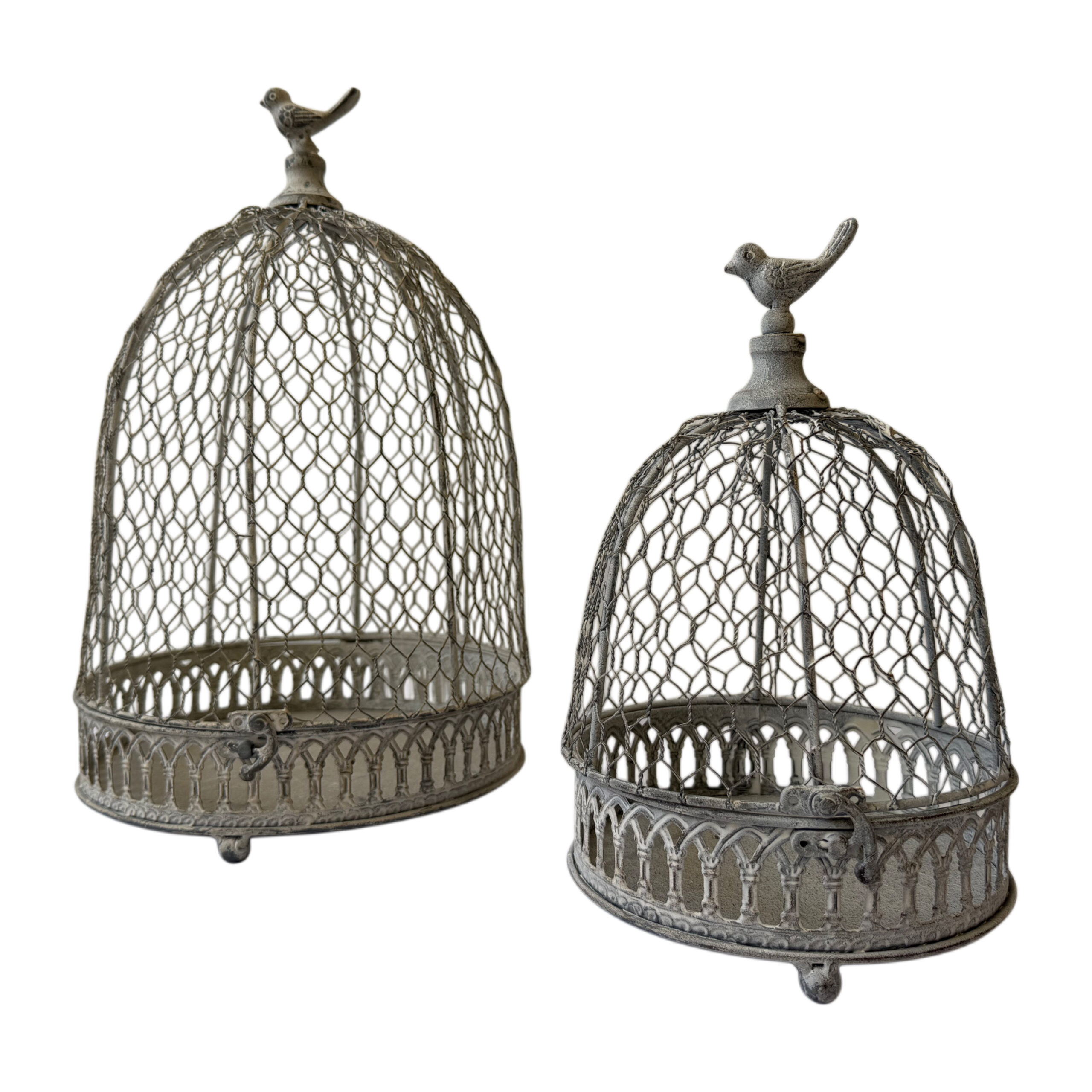 Juego de candelabro estilo jaula de metal set/2