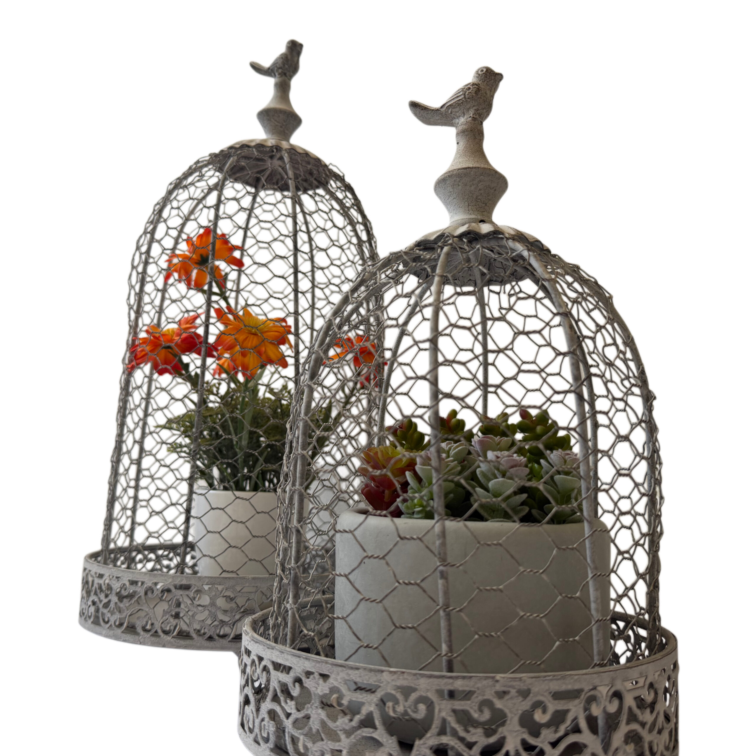 Juego de candelabro estilo jaula de metal set/2 - Imagen 4