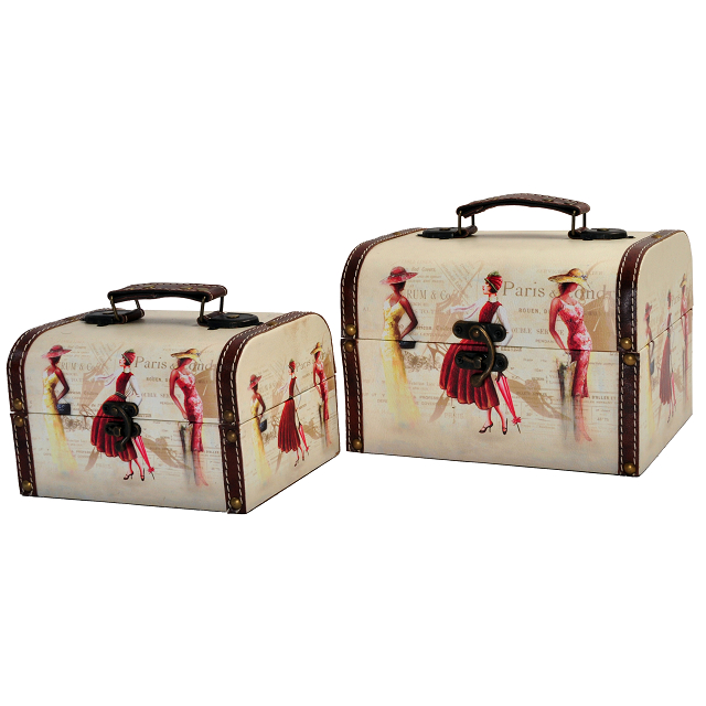 Juego de baúles decorativos con diseño de mujeres set/2