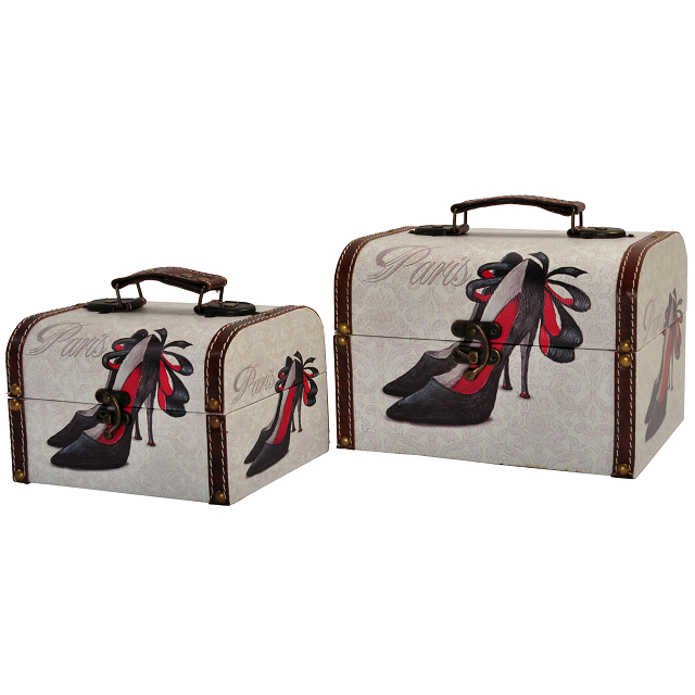 Juego de baúles decorativos con diseño de zapatilla negra set/2