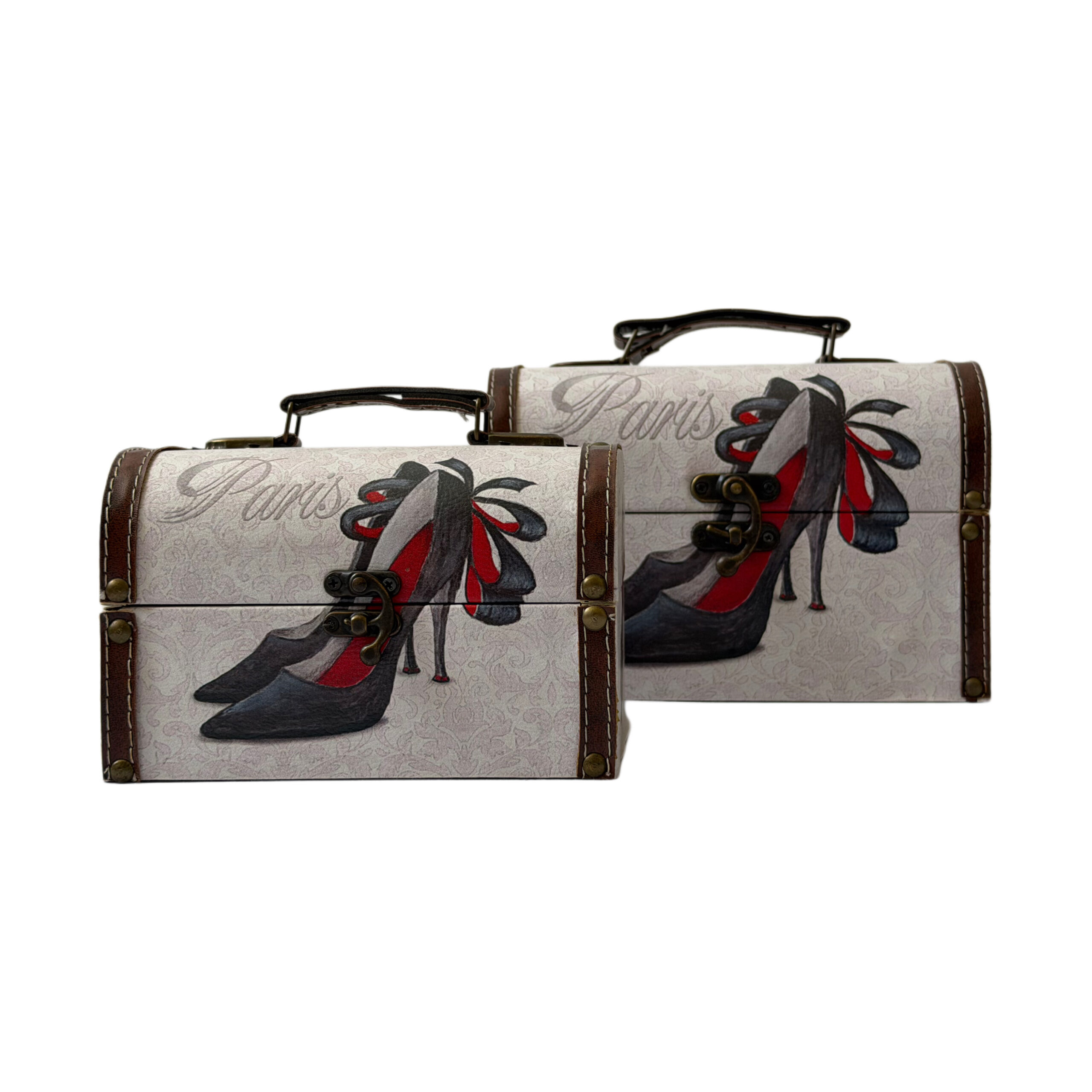 Juego de baúles decorativos con diseño de zapatilla negra set/2