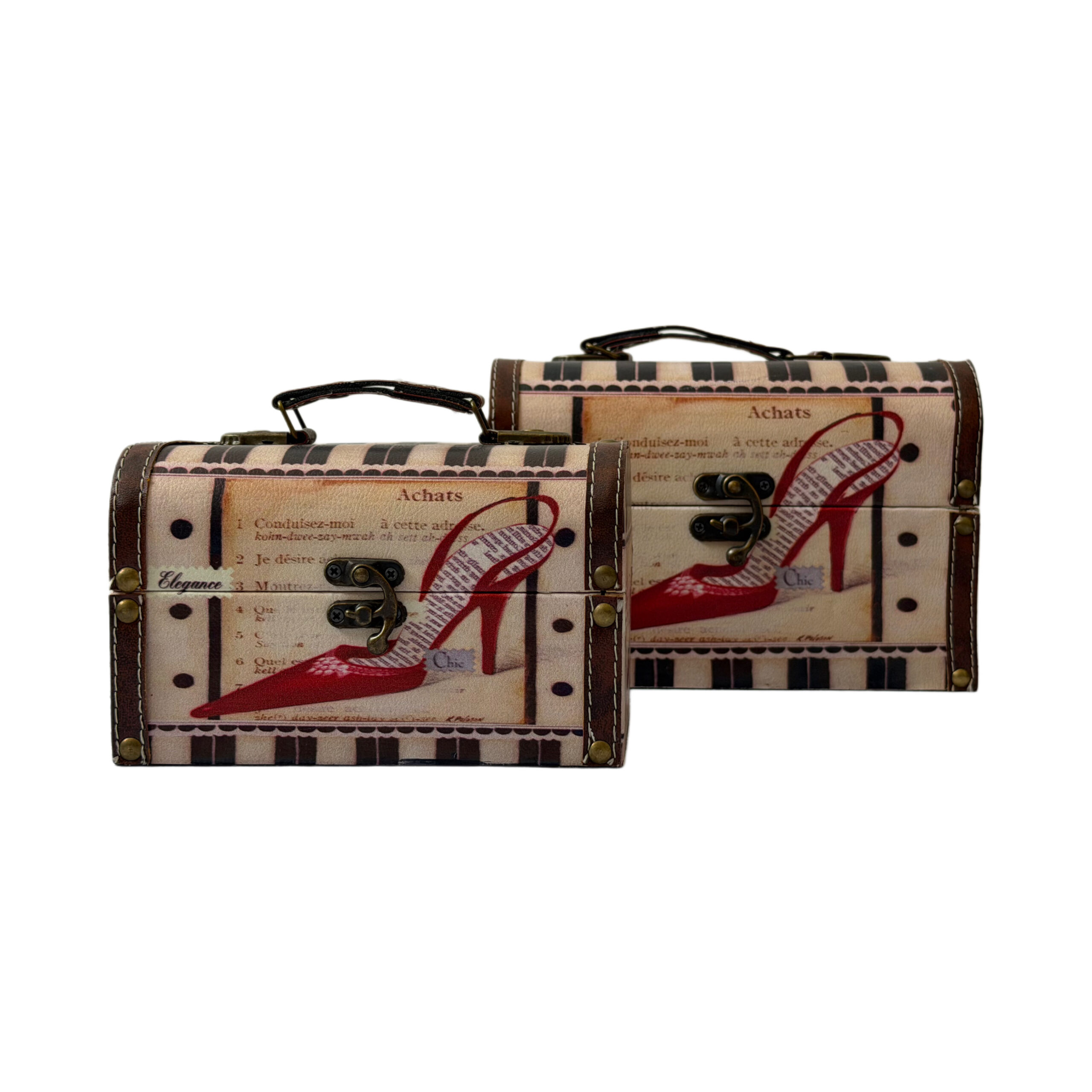 Juego de baúles decorativos con diseño de zapatilla roja set/2