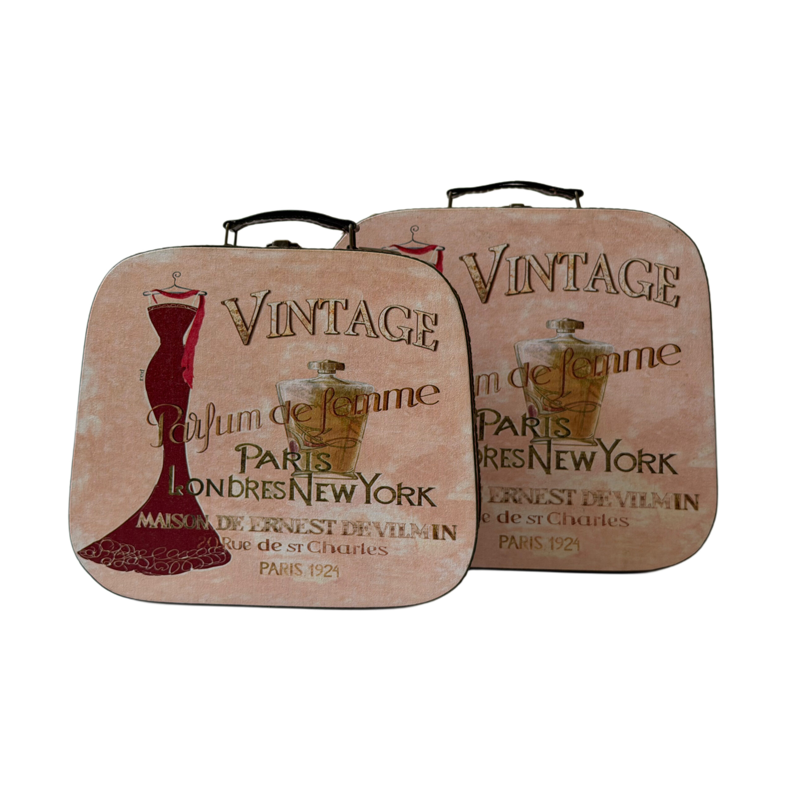 Juego de cajas decorativas con diseño de vestido rojo set/2