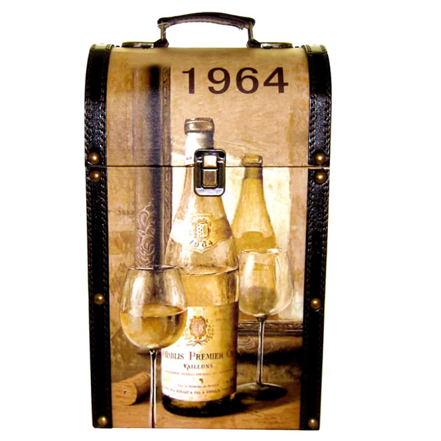 Caja de botella de vino blanco para dos botellas