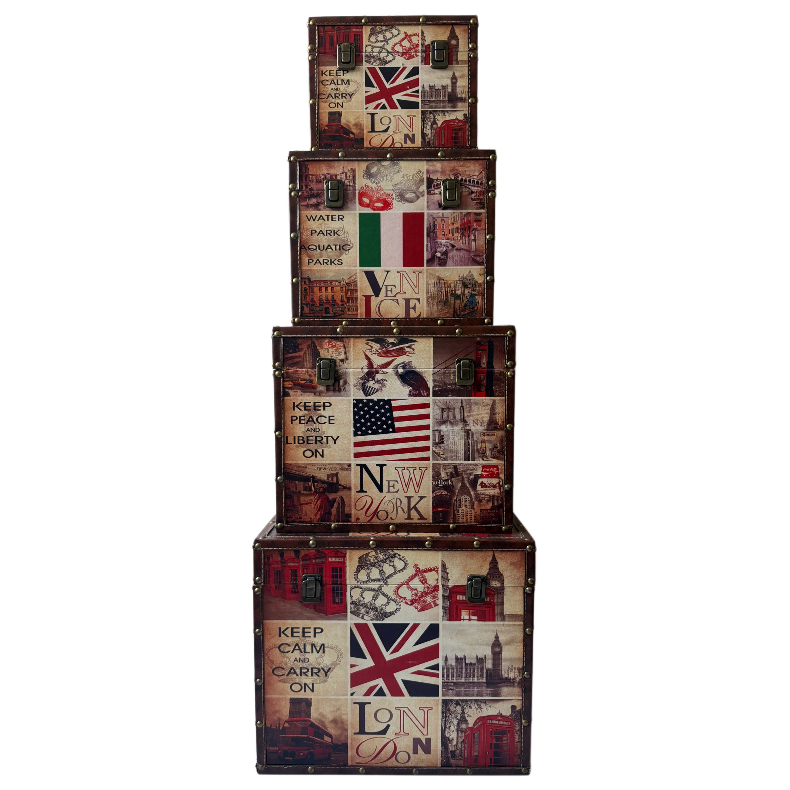 Juego de baúles con diseño de países set/4