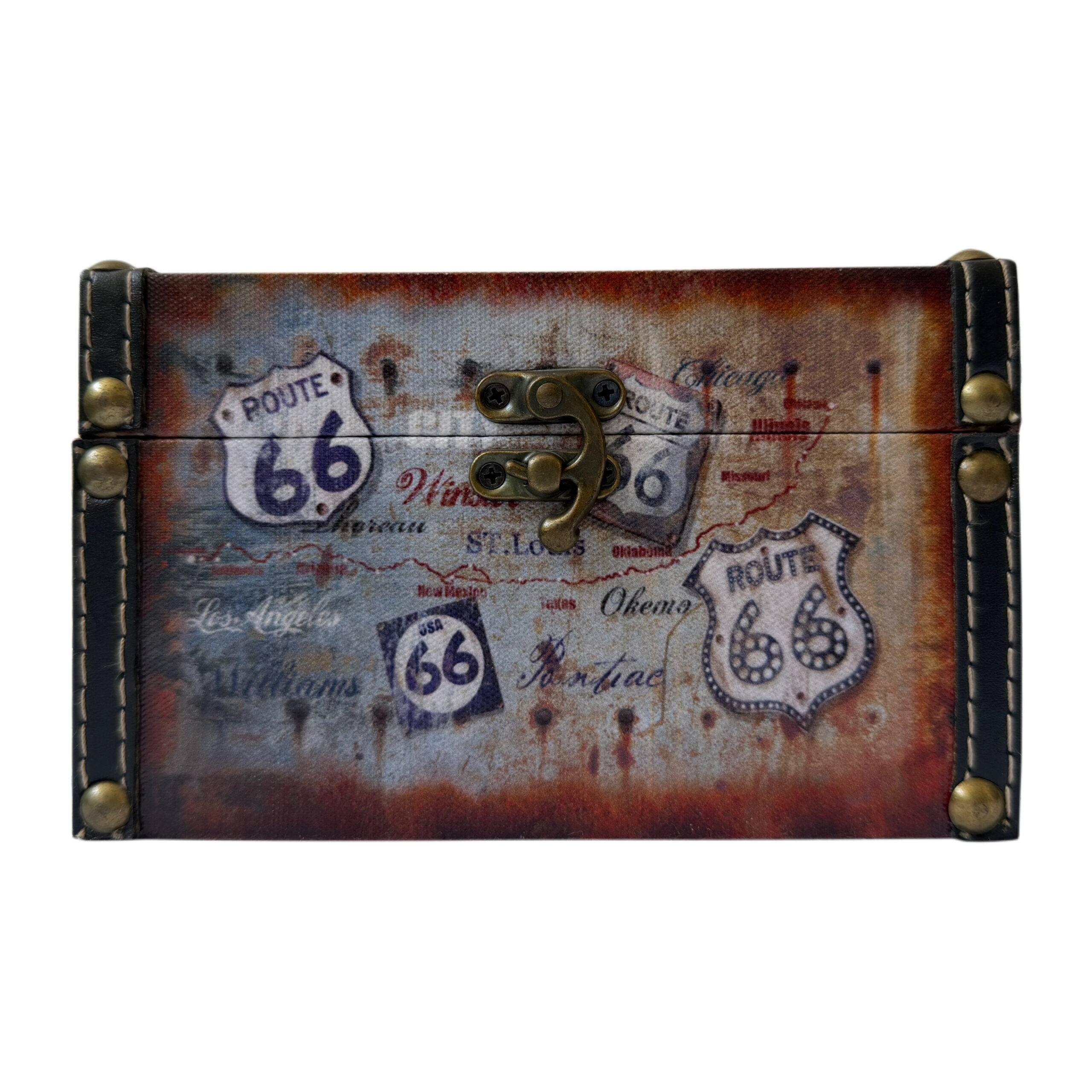 Caja decorativa con diseño de ruta 66