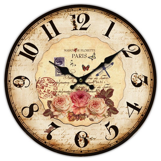 Reloj de pared con diseño de rosas