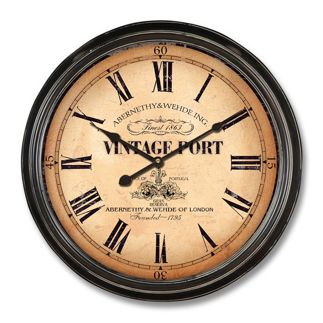 Reloj de pared con diseño de vintage port
