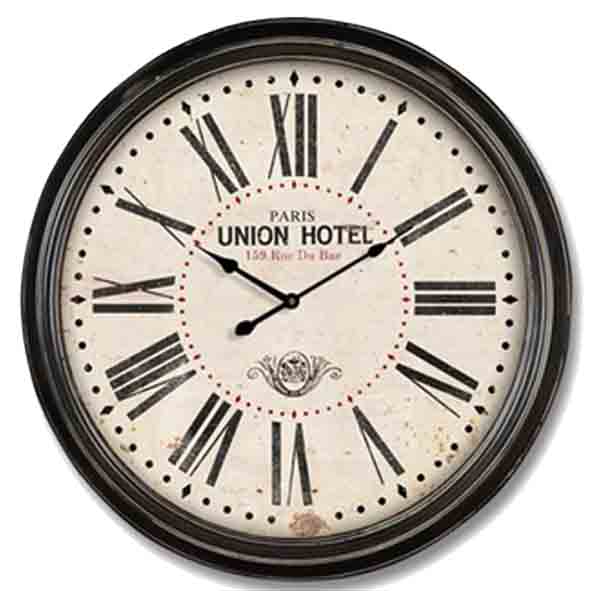 Reloj de pared con diseño de union hotel