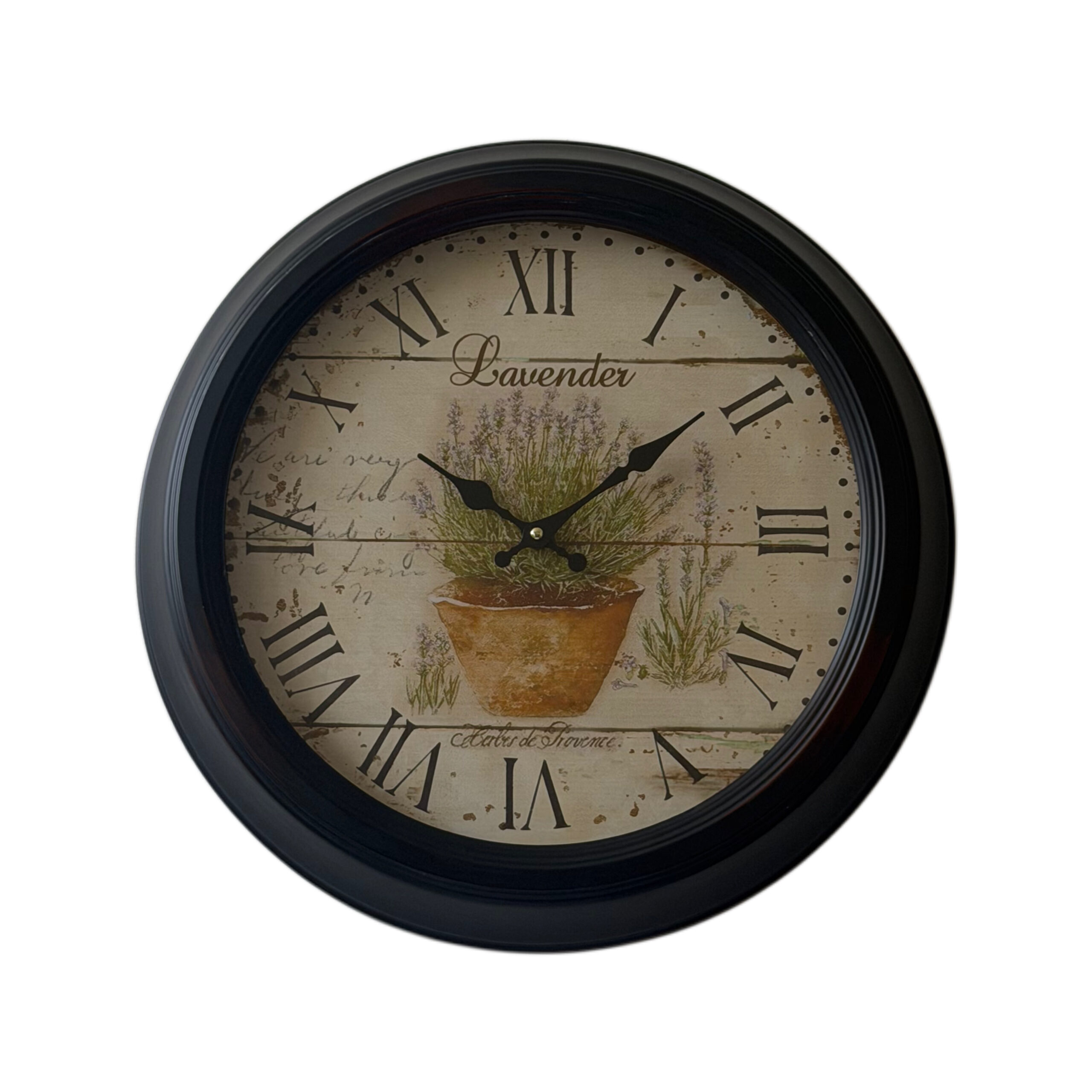 Reloj de pared con diseño de lavanda