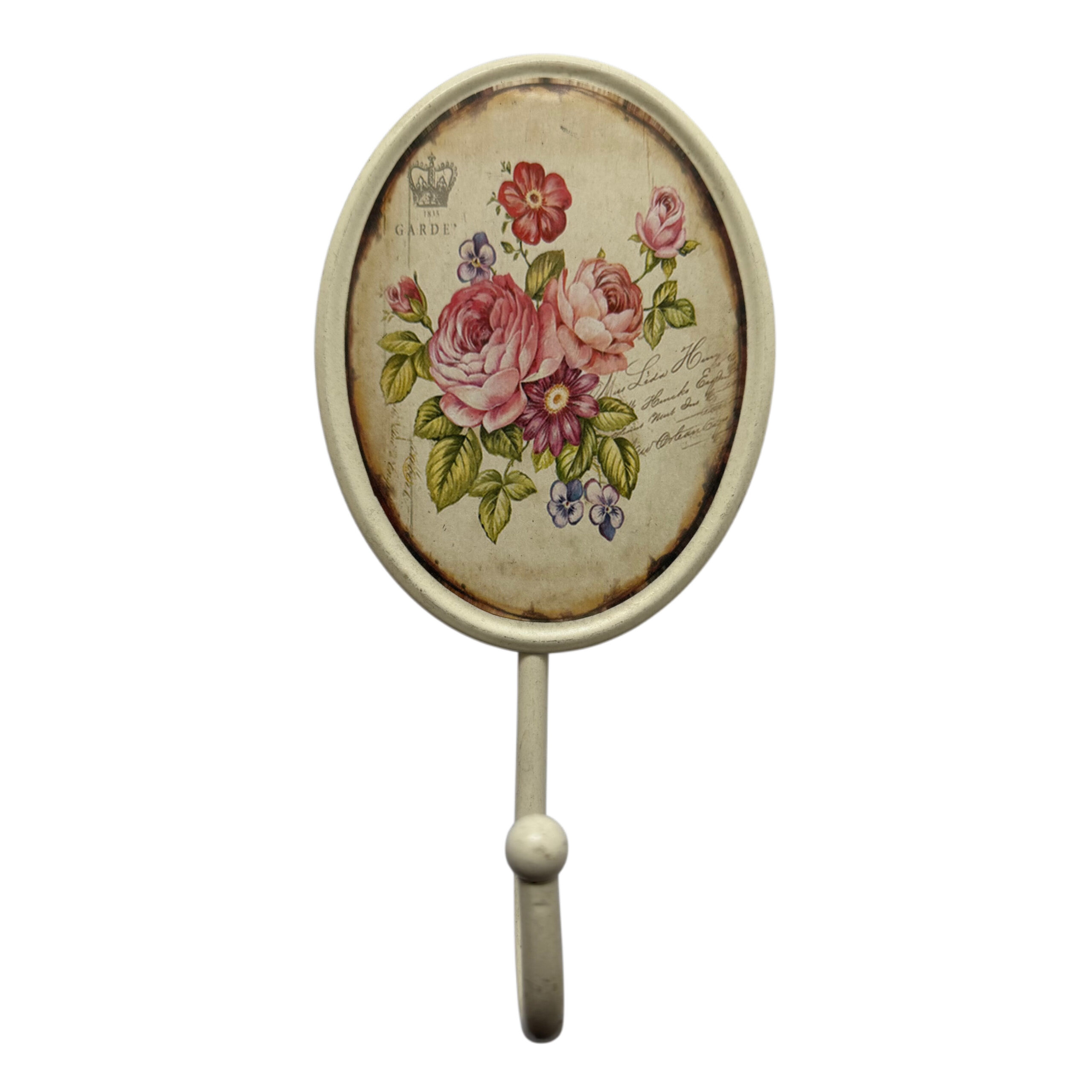 Perchero ovalado con diseño de rosas