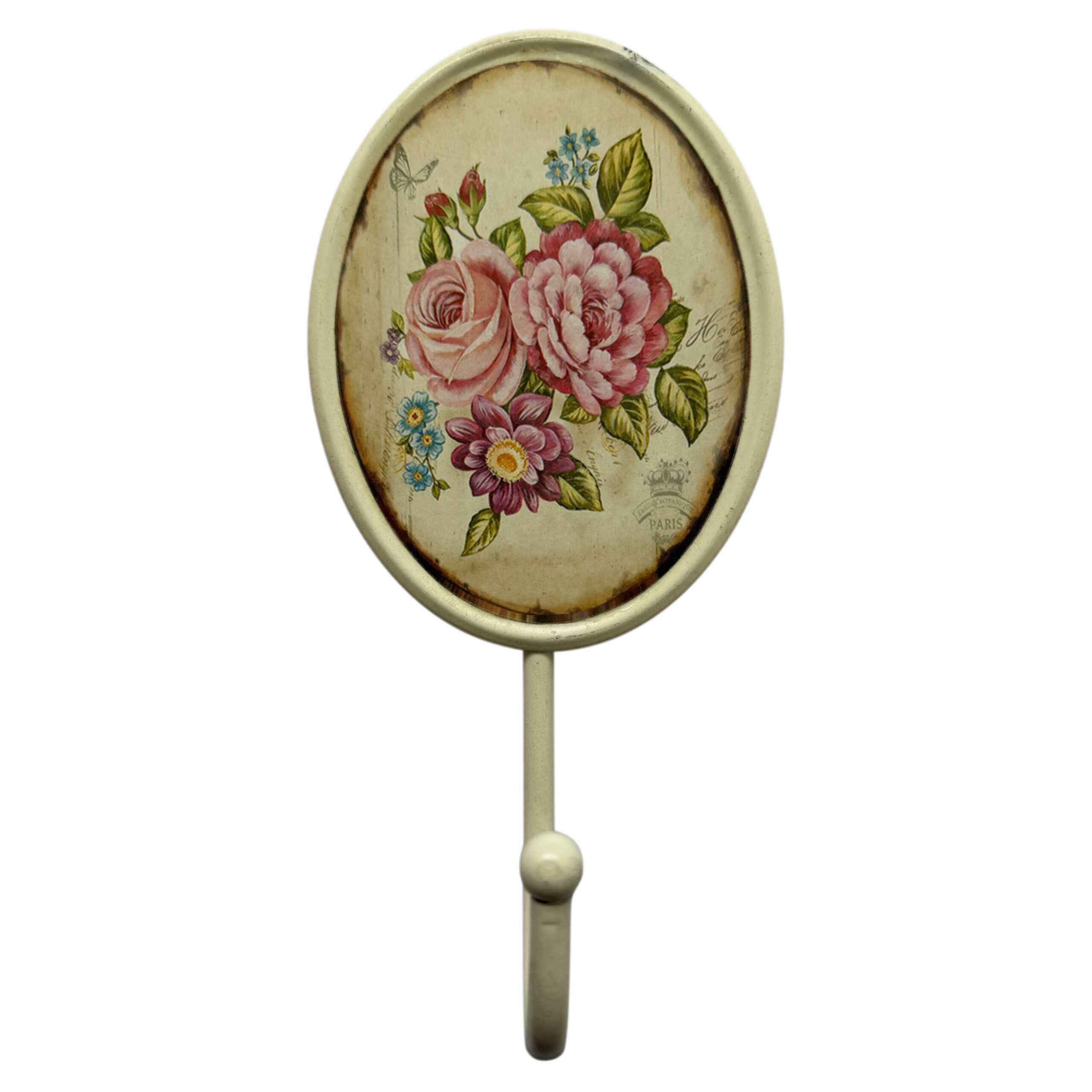 Perchero ovalado con diseño de rosas
