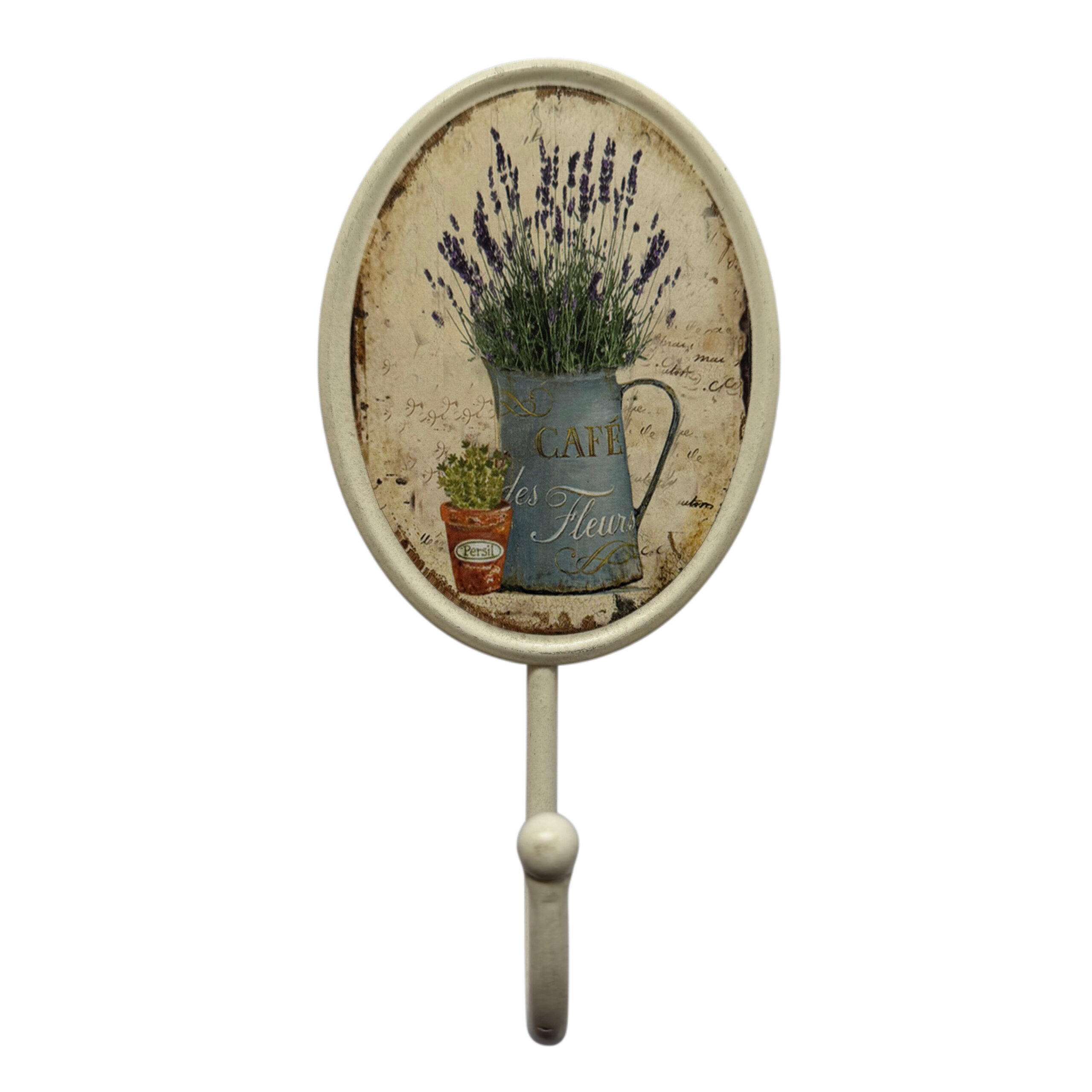 Perchero ovalado con diseño de lavanda