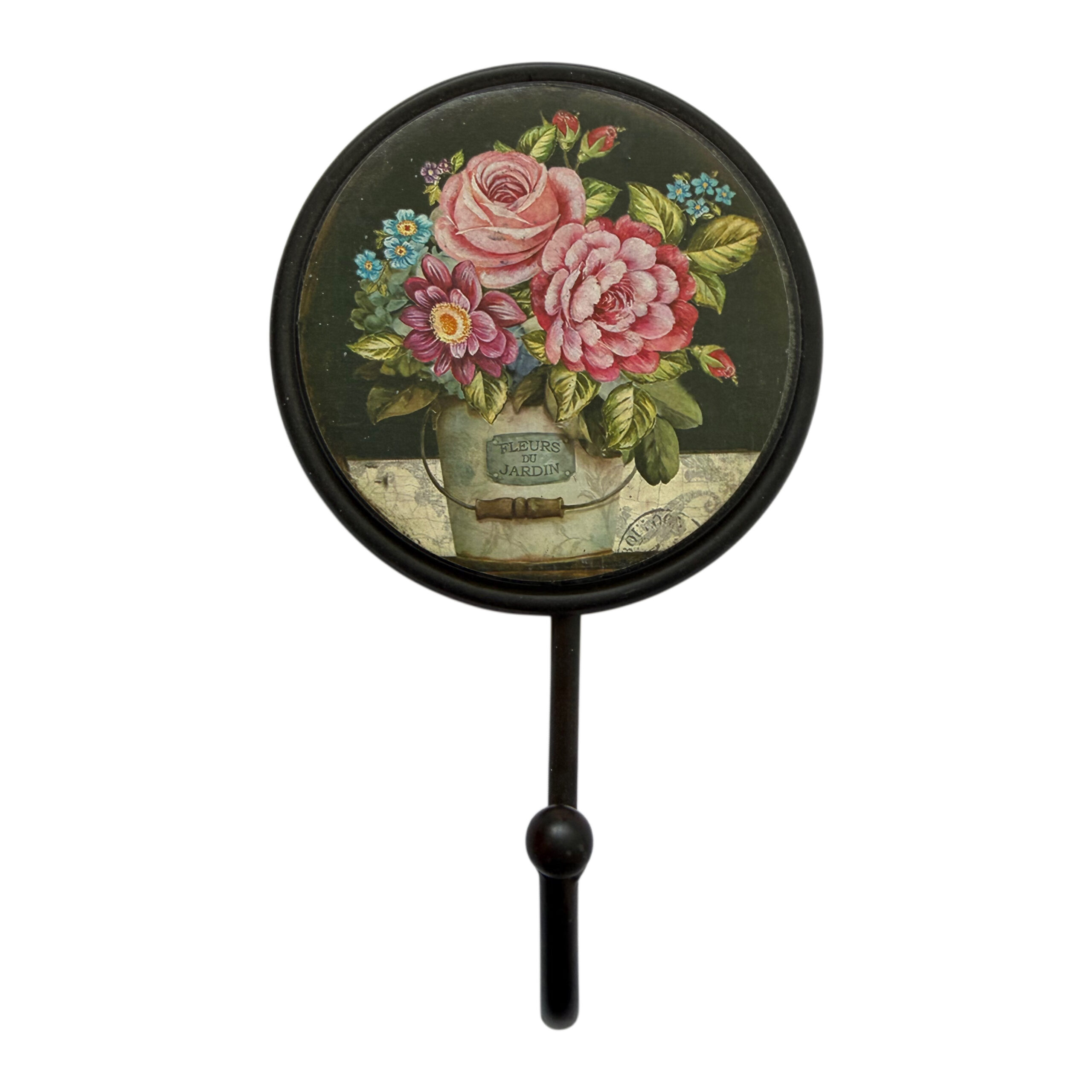 Perchero redondo con diseño de bases con rosas