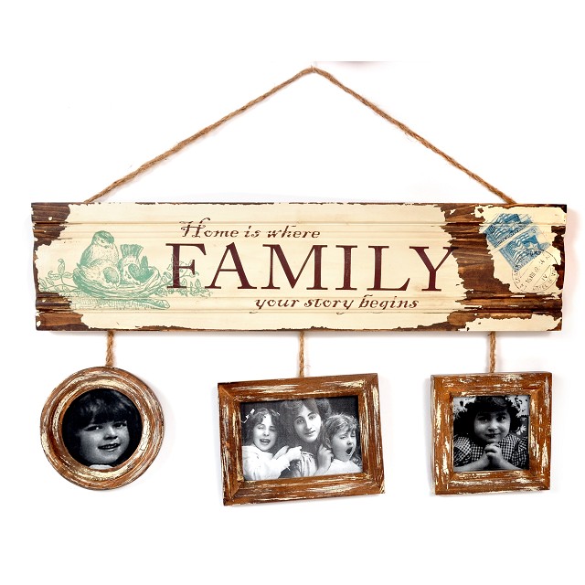 Portarretrato de pared con tres marcos diseño Family