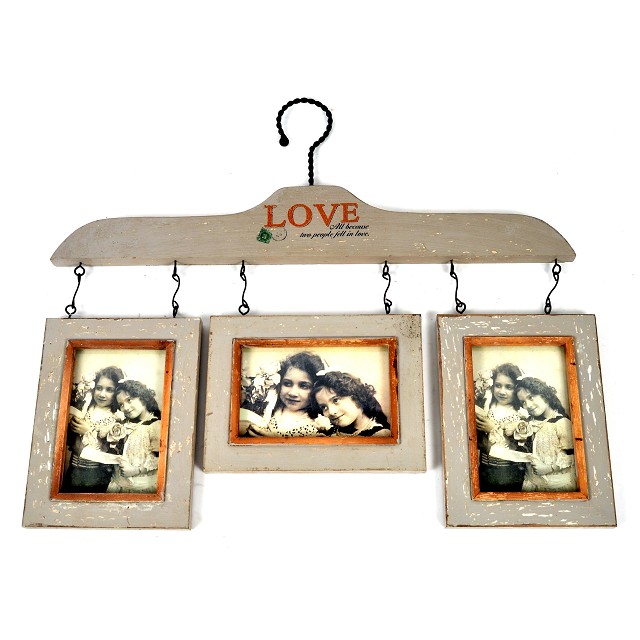 Portarretrato de pared con tres marcos diseño Love