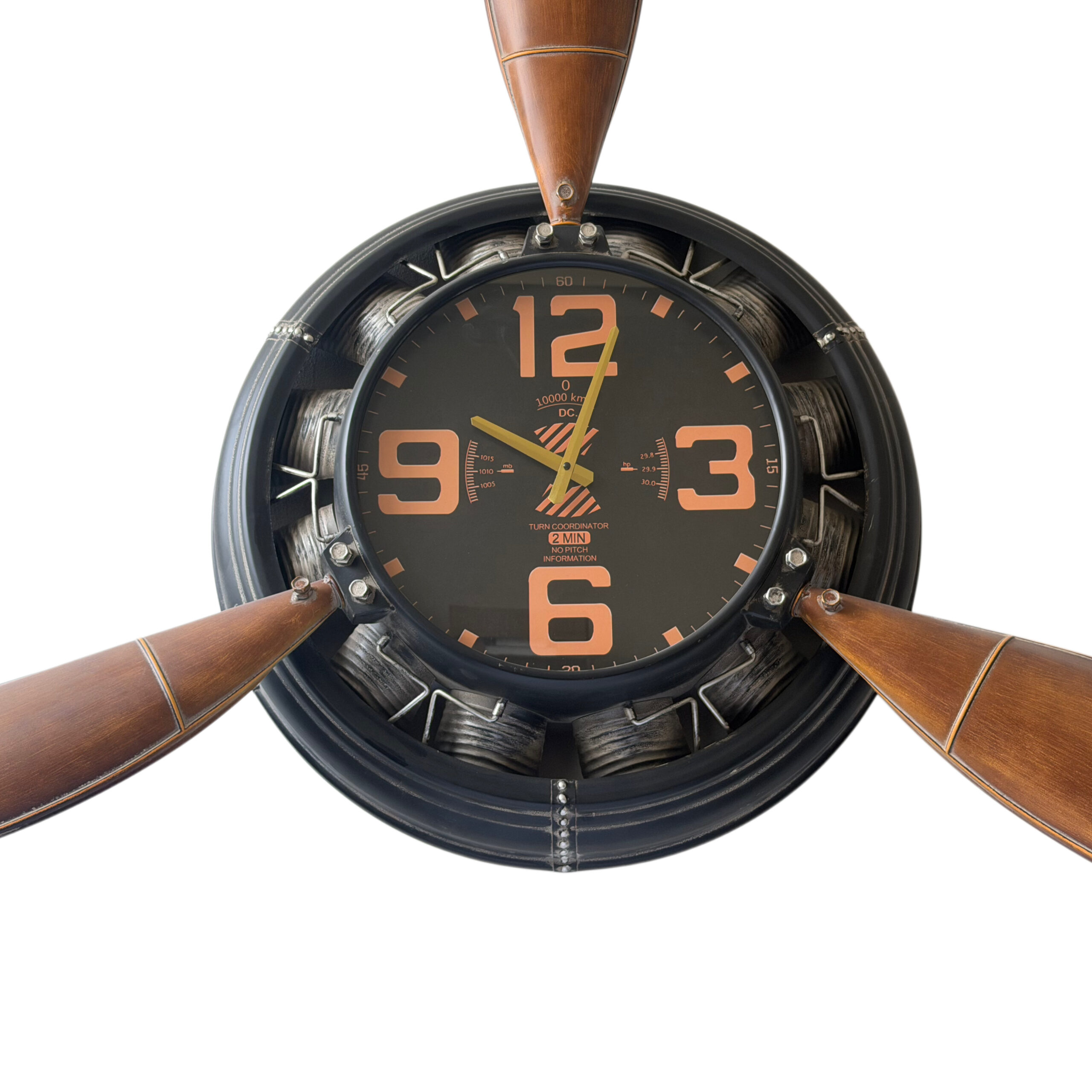 Reloj de pared de metal con 3 hélices diseño helicóptero - Imagen 3