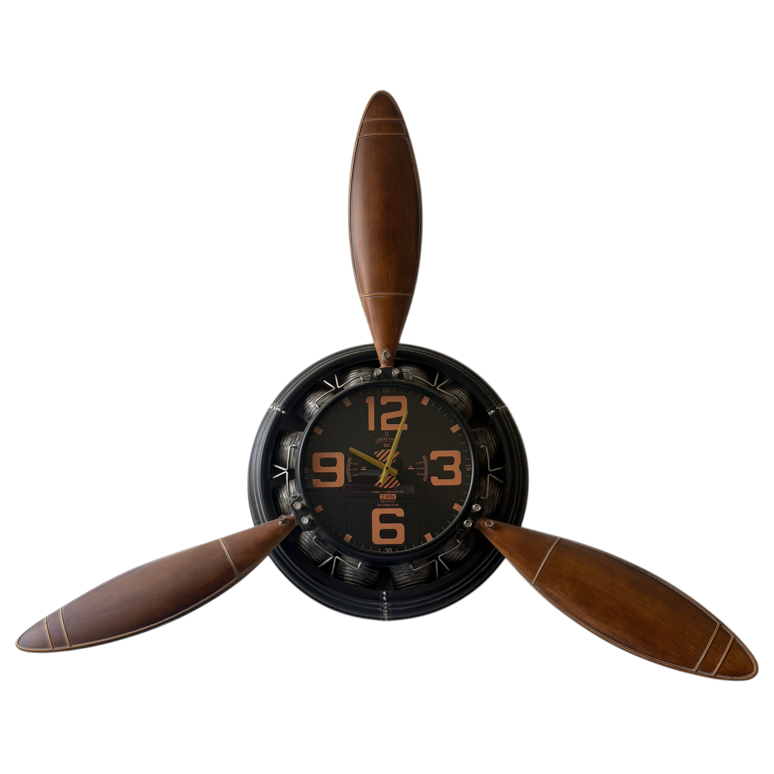 Reloj de pared de metal con 3 hélices diseño helicóptero