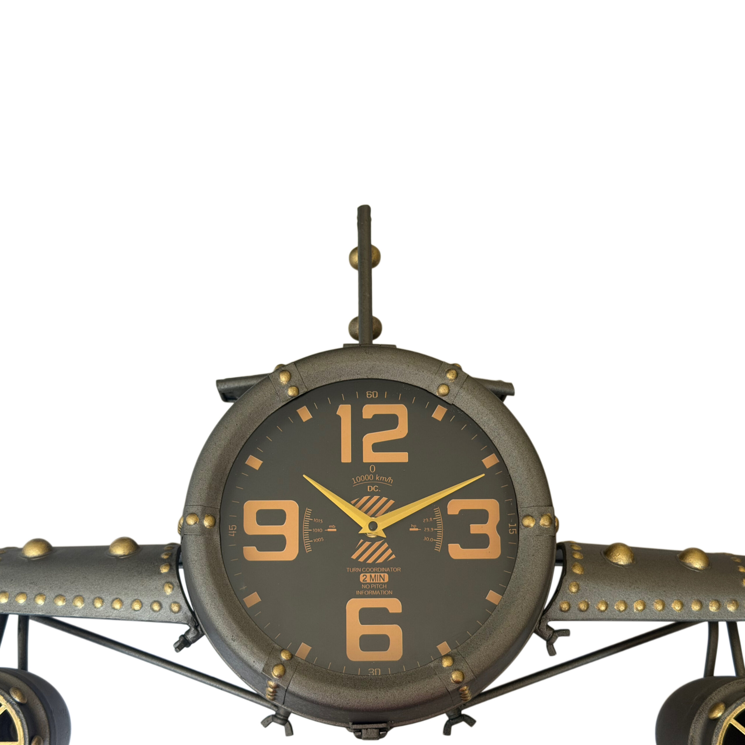 Reloj de pared color gris bronce en forma de avión - Imagen 3