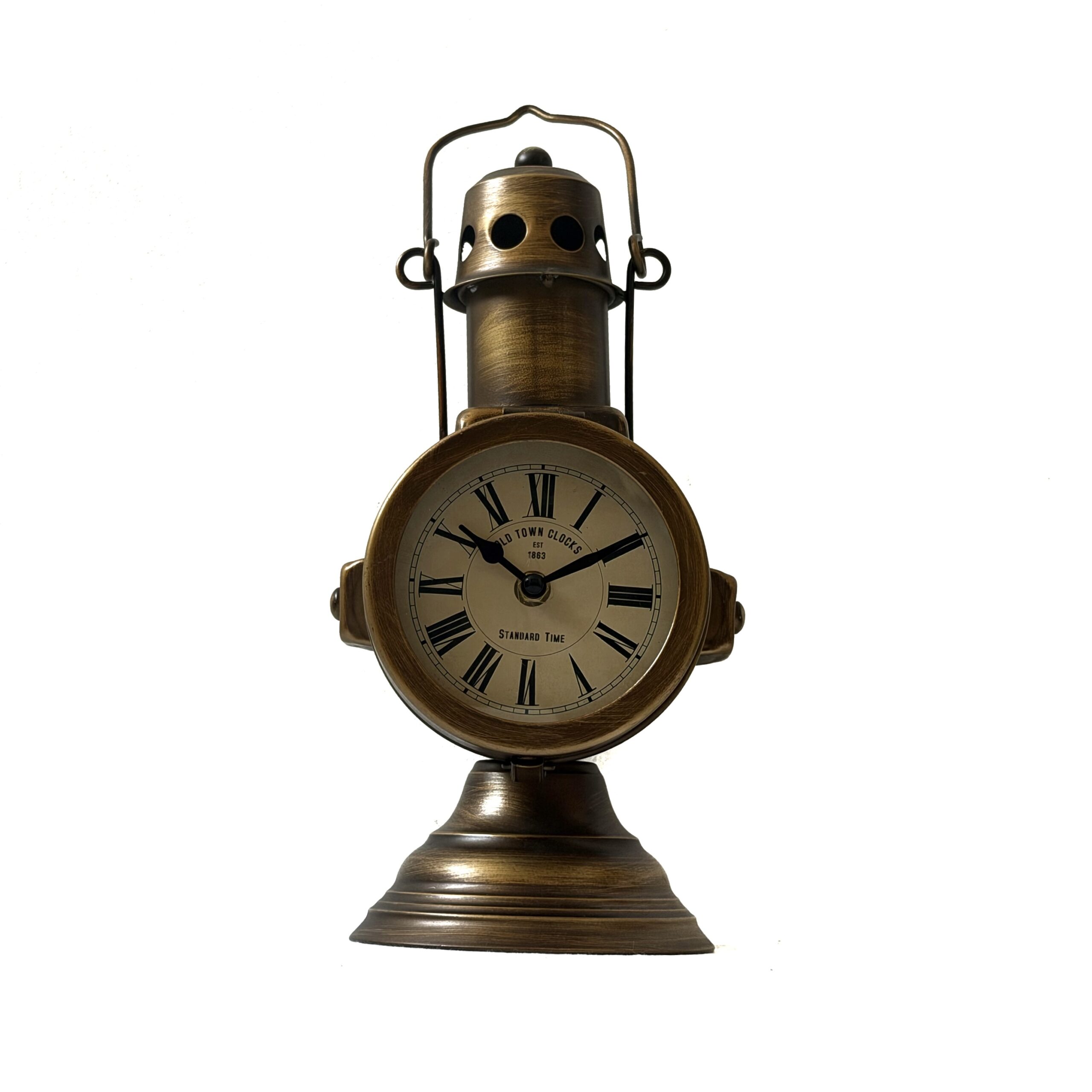 Reloj de farol con fondo beige