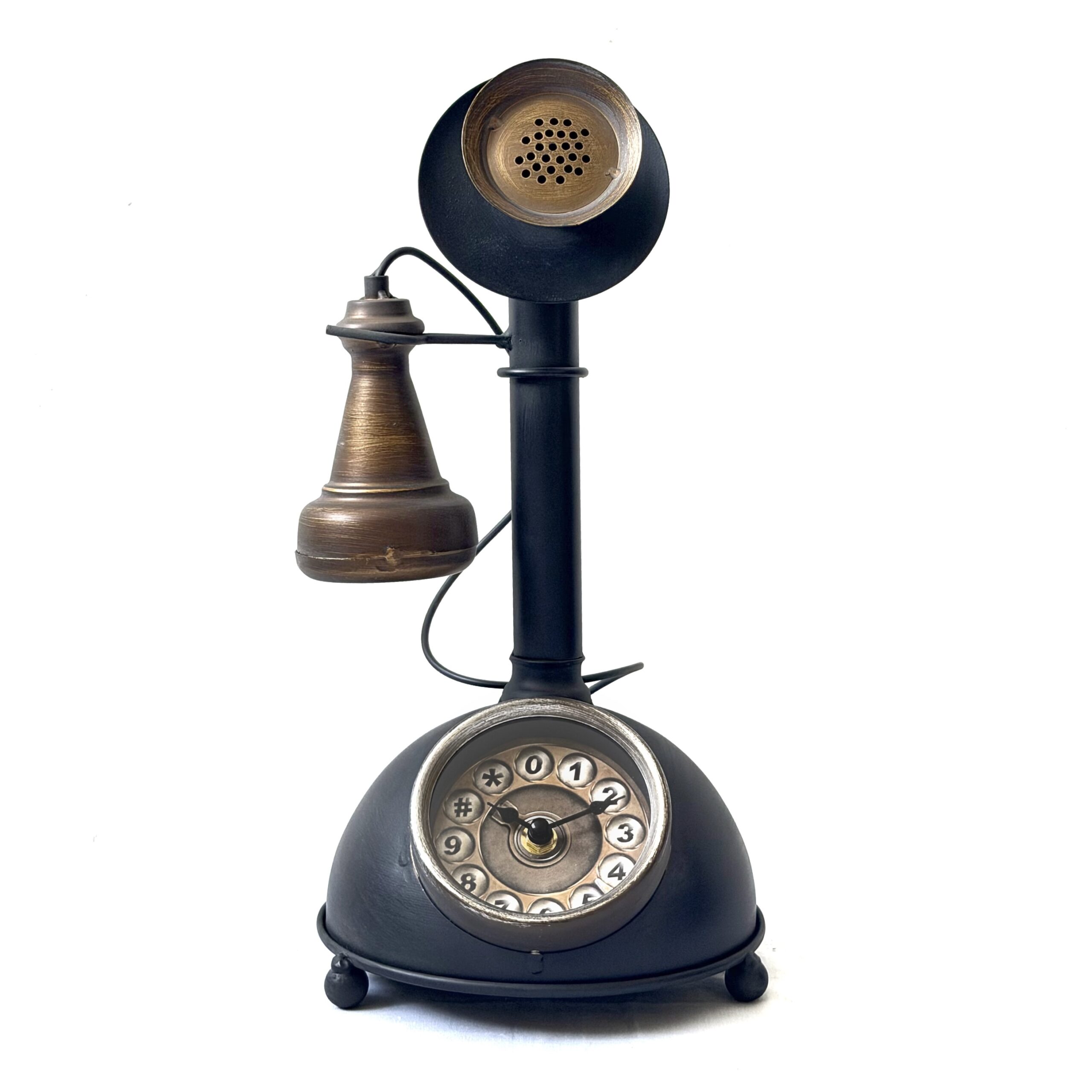 Reloj de mesa teléfono color negro