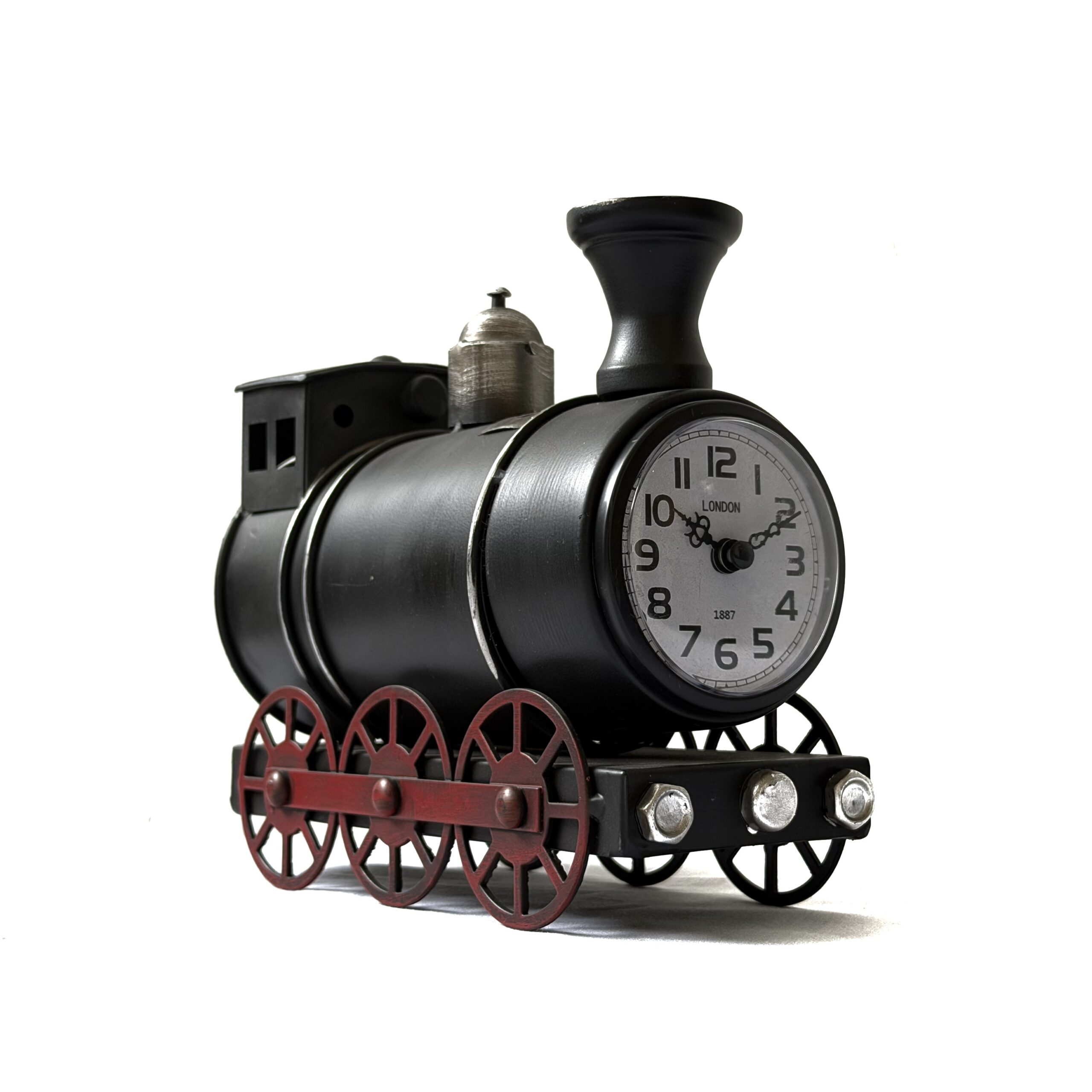 Alcancía – reloj de locomotora color negro
