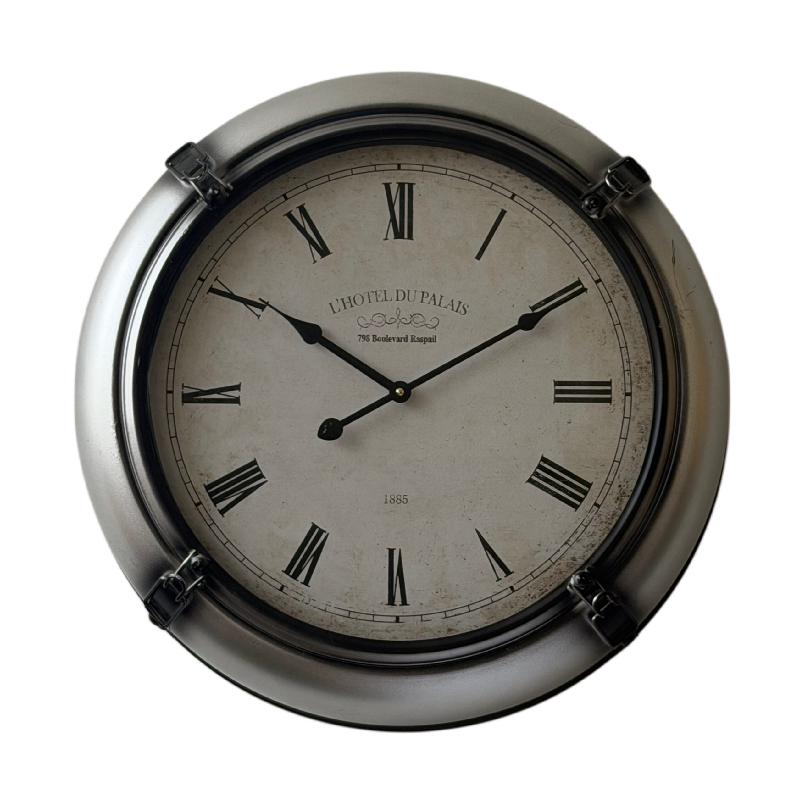 Reloj de pared marco plateado