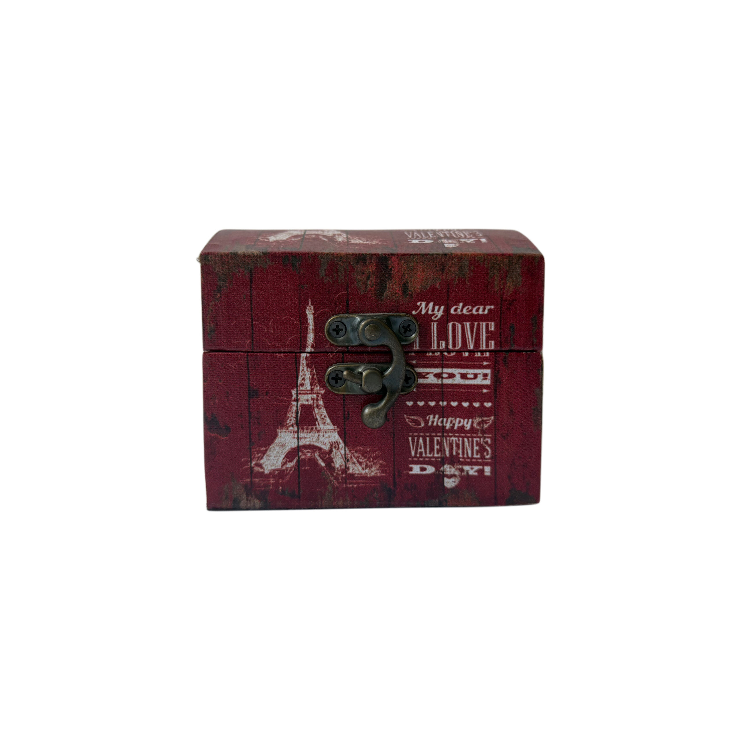 Caja de madera con diseño de París color vino