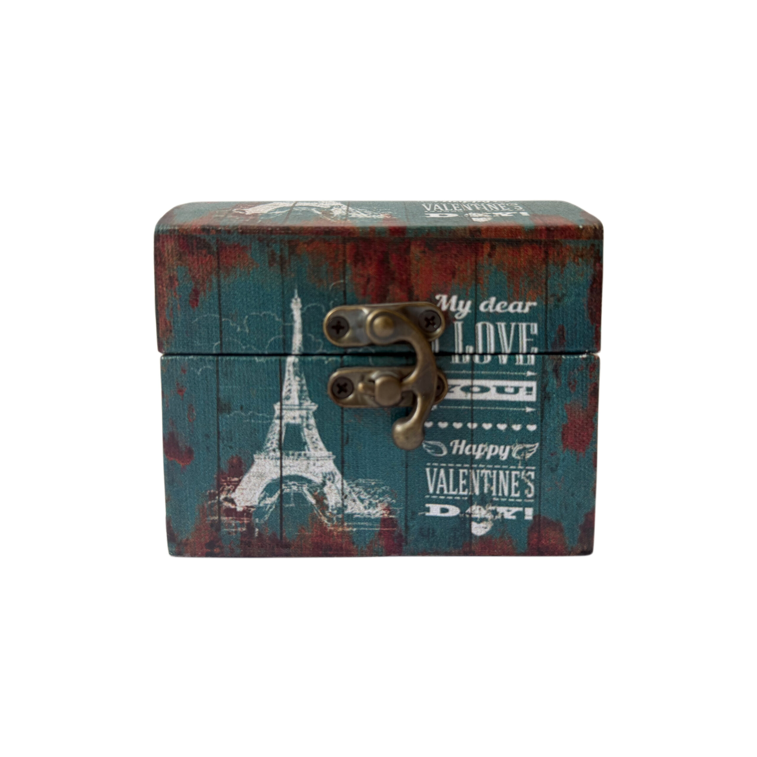Caja de madera con diseño de París color azul
