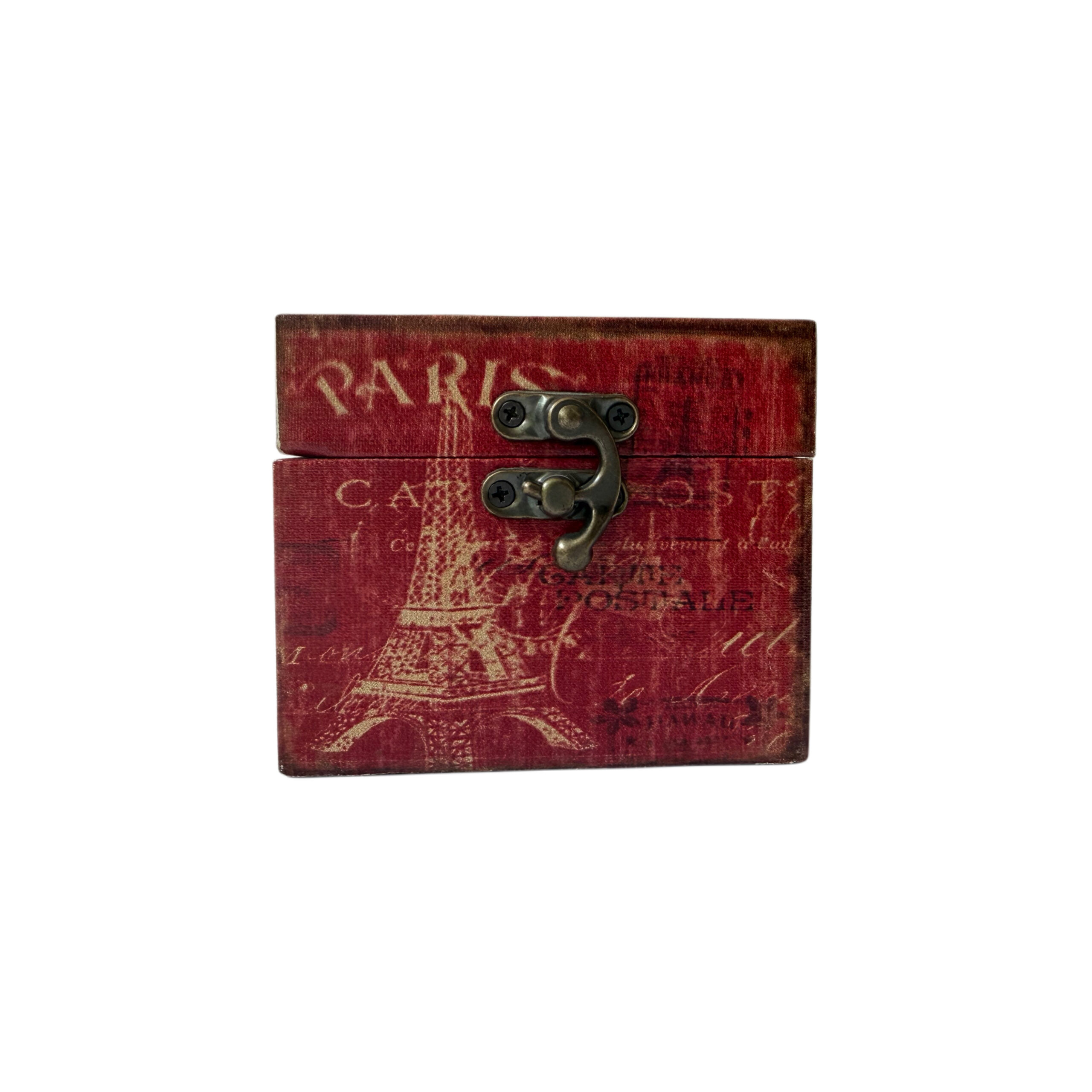 Caja de madera con diseño de París color rojo