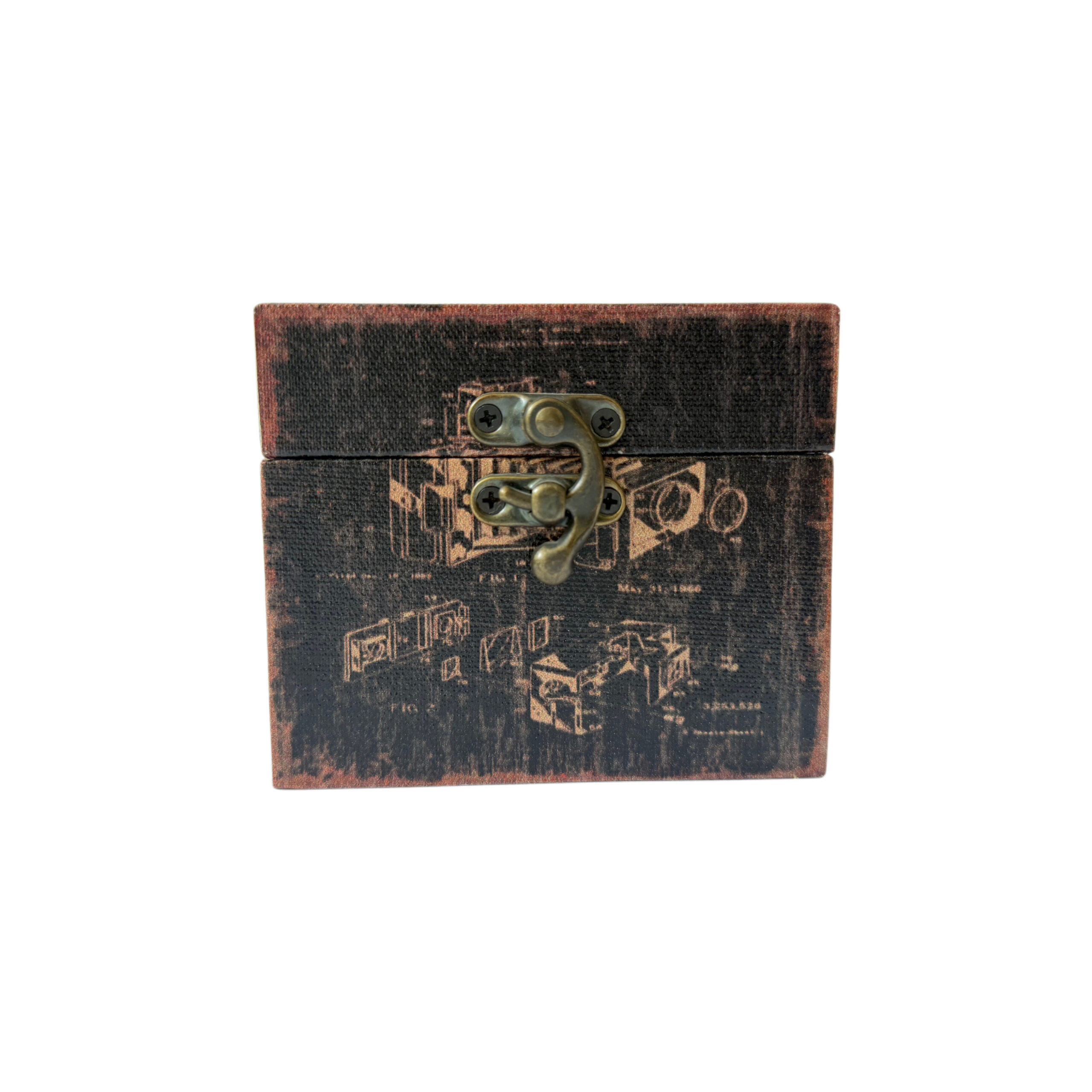 Caja de madera con diseño de video grabadora antigua color negro