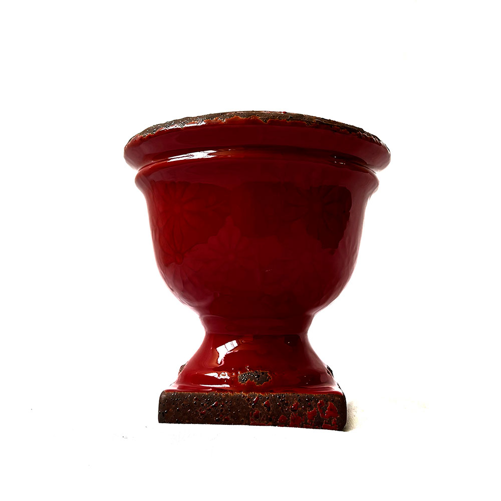 Florero de cerámica color rojo