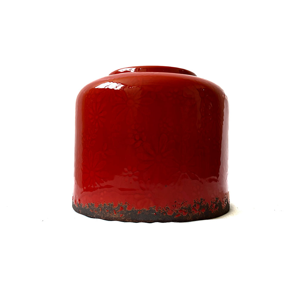 Florero de cerámica color rojo