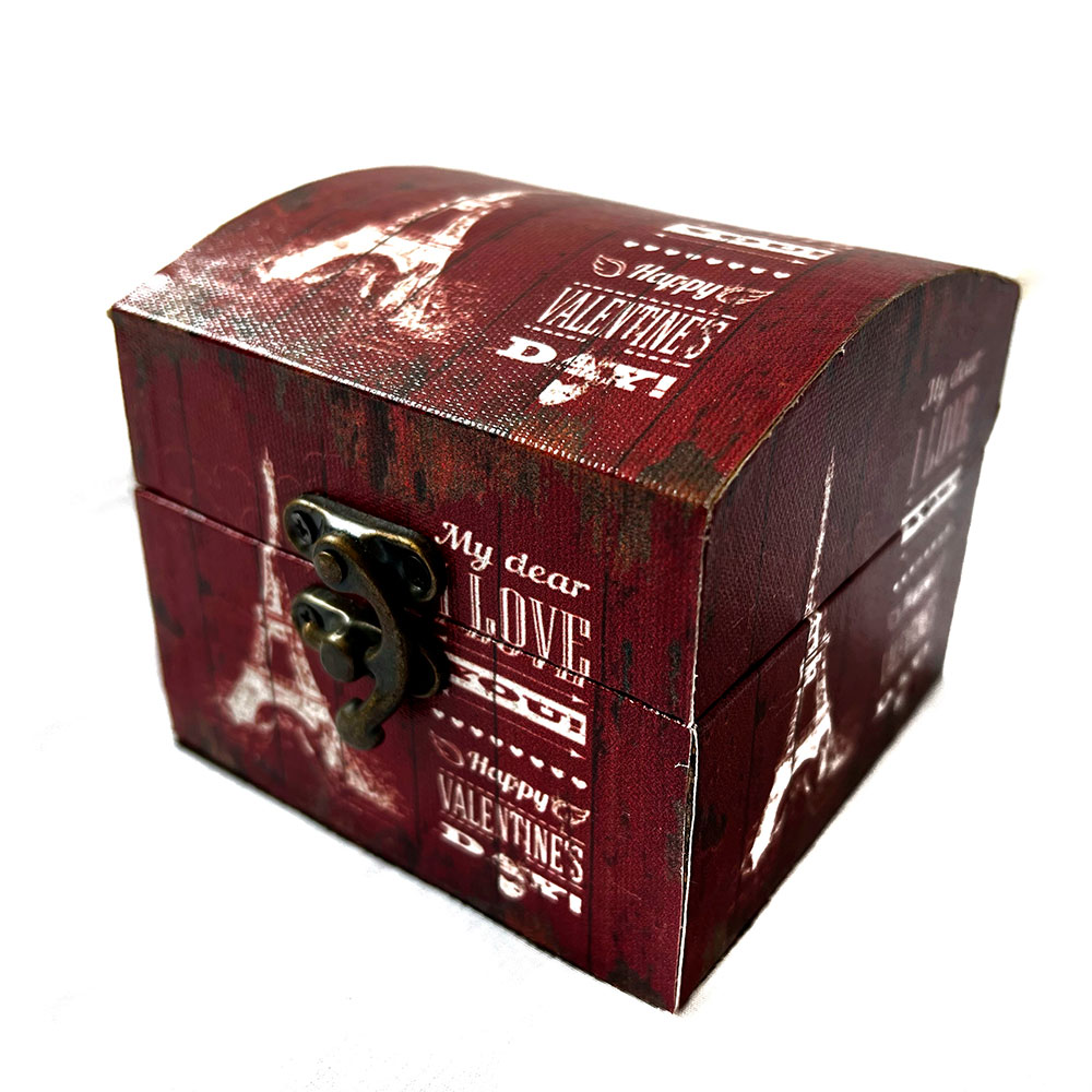 Caja de madera con diseño de París color vino
