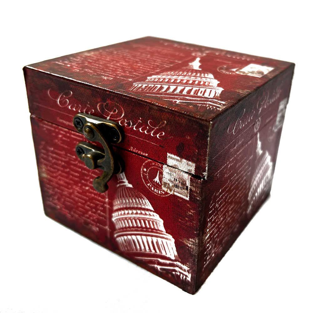 Caja de madera con diseño de Panteón de parís color rojo