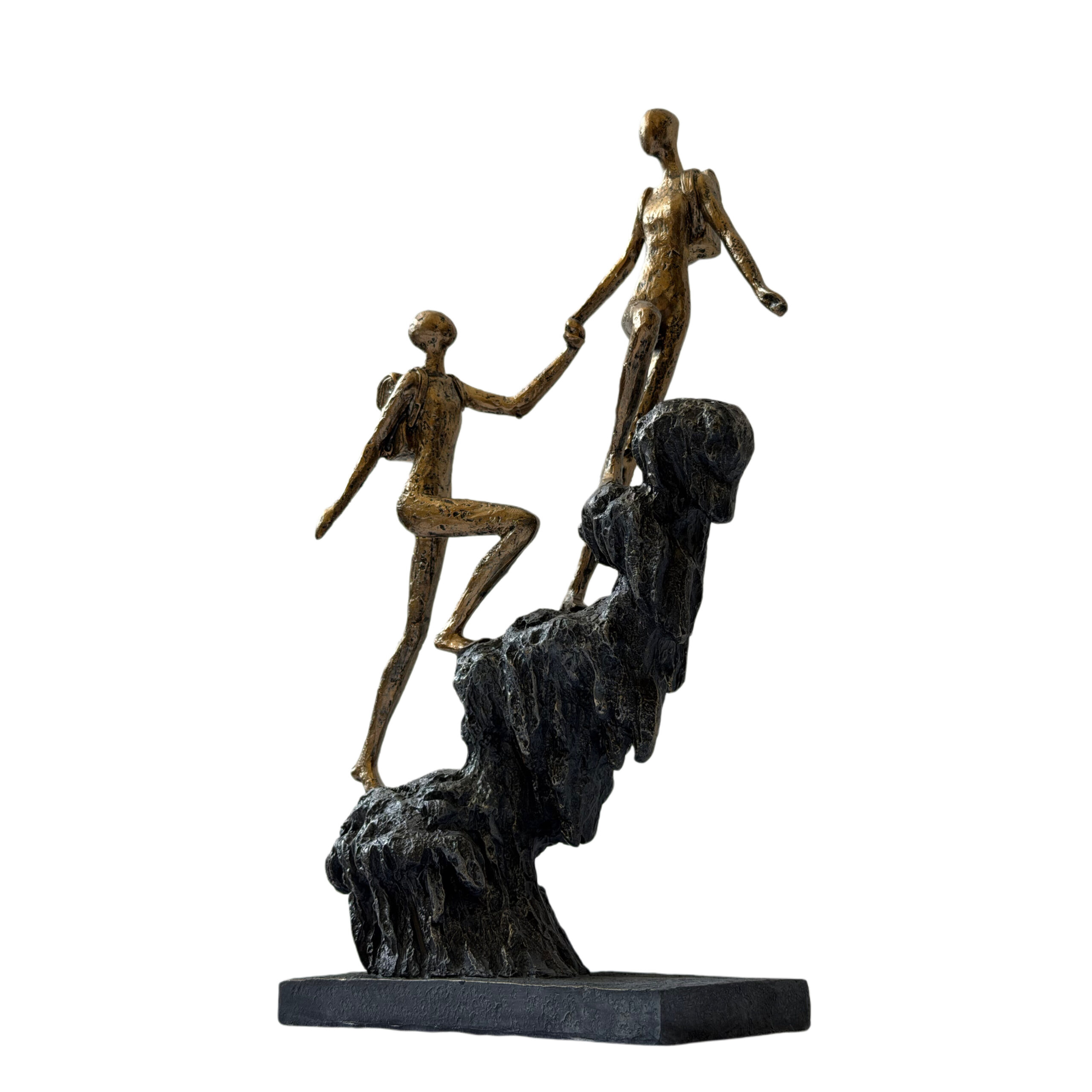 Figura decorativa abstracta pareja subiendo escalera