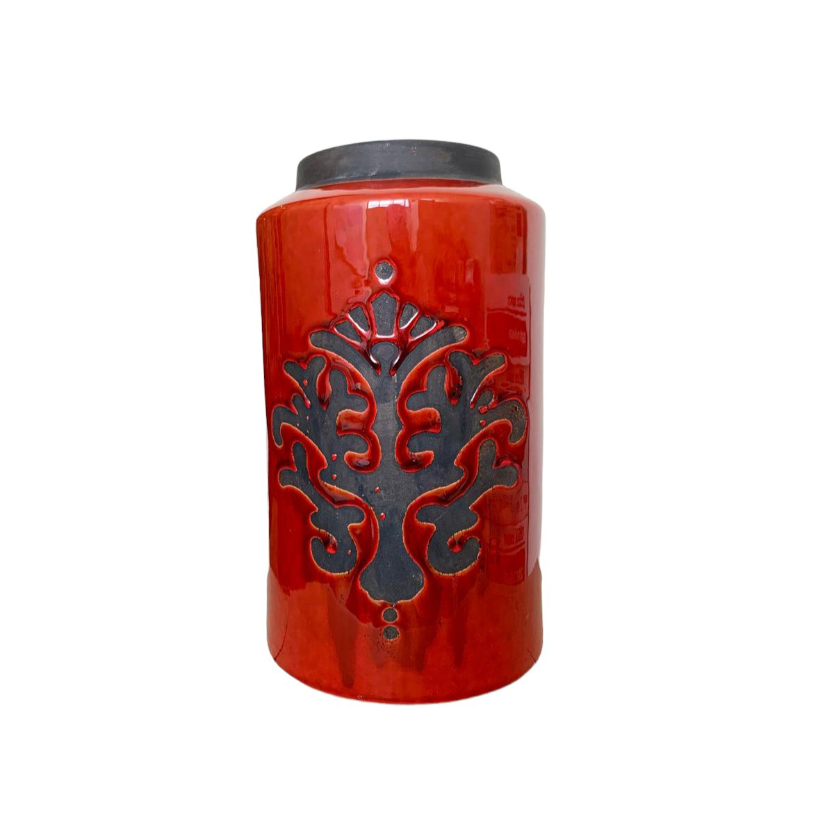 Jarrón de cerámica rojo estilo vintage tamaño chico