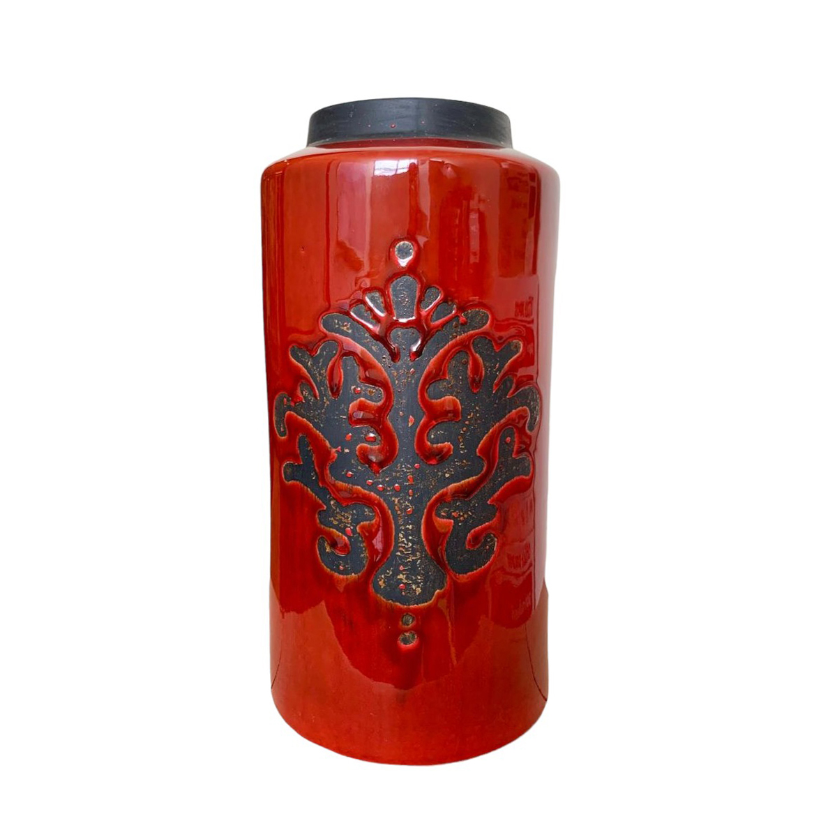 Jarrón de cerámica rojo estilo vintage tamaño grande