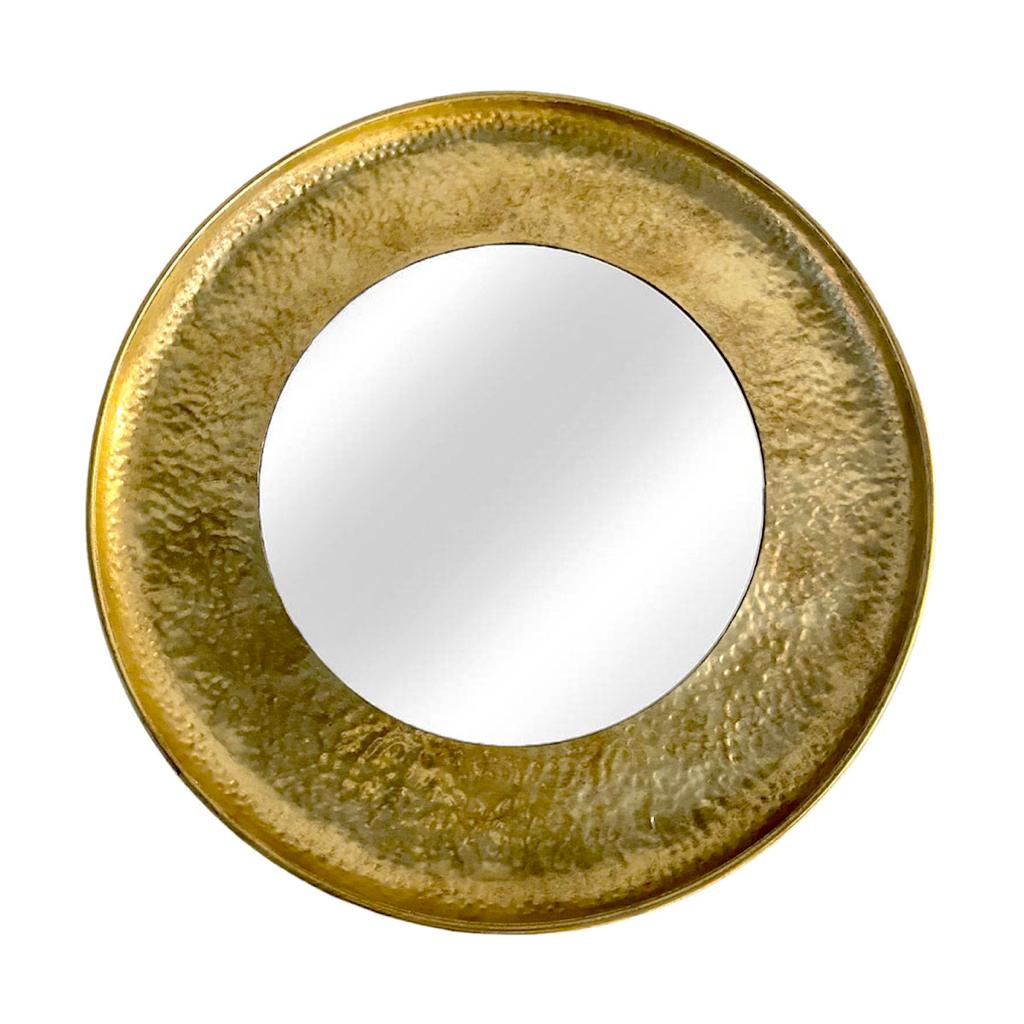 Espejo redondo con marco de metal color dorado