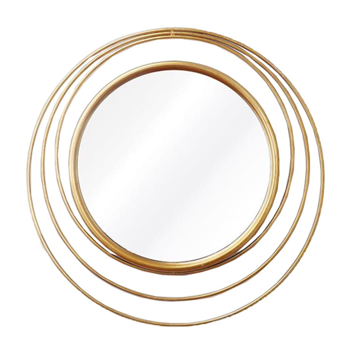 Espejo circular con marco de aros de metal