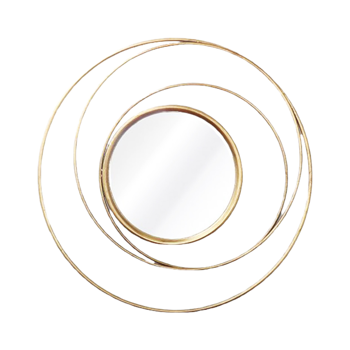 Espejo circular con marco de aros color dorado