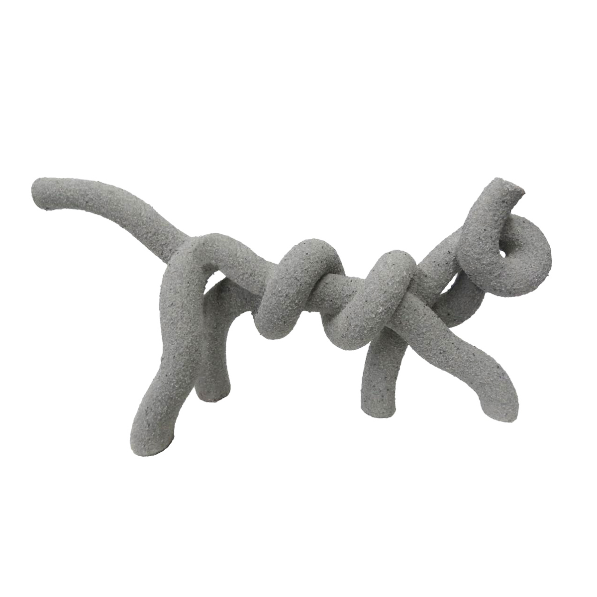 Figura decorativa gato abstracto caminando efecto arena color gris