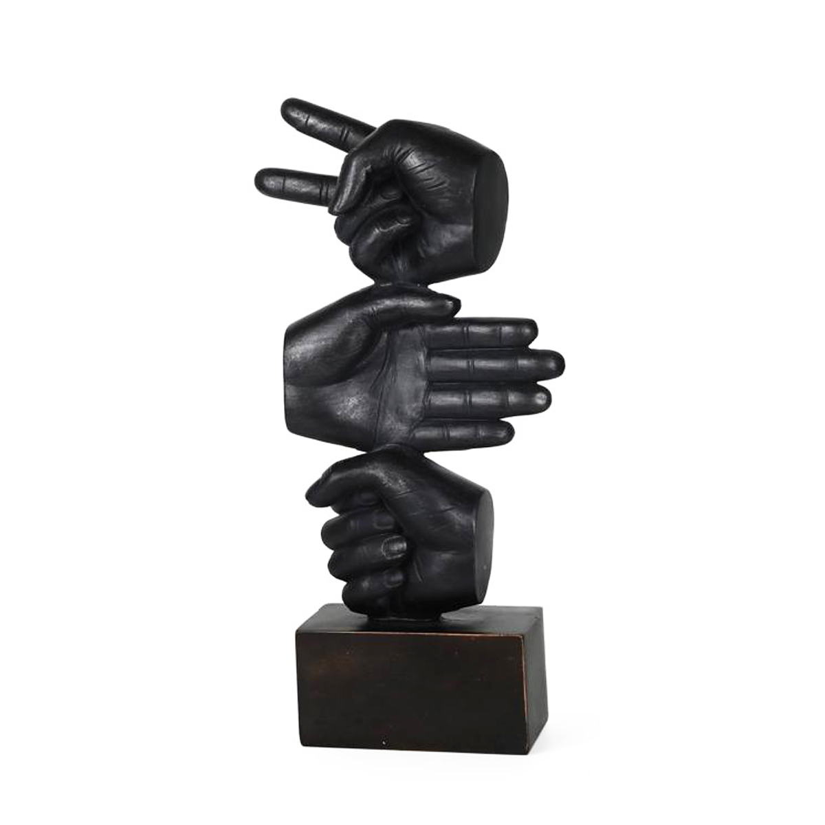 Figura decorativa mano piedra, papel o tijera color negro