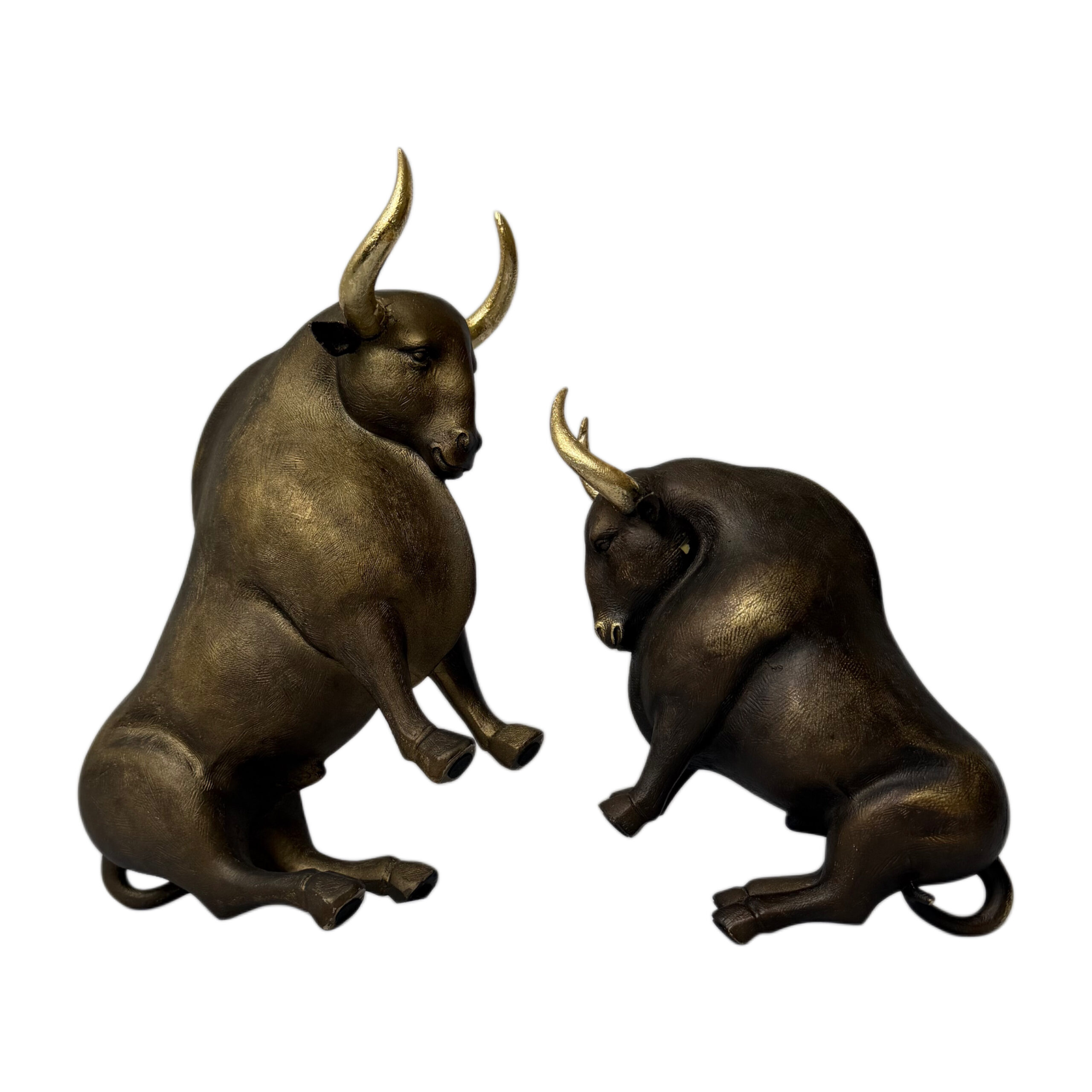 Figura decorativa toro color bronce y oro viejo tamaño grande - Imagen 4
