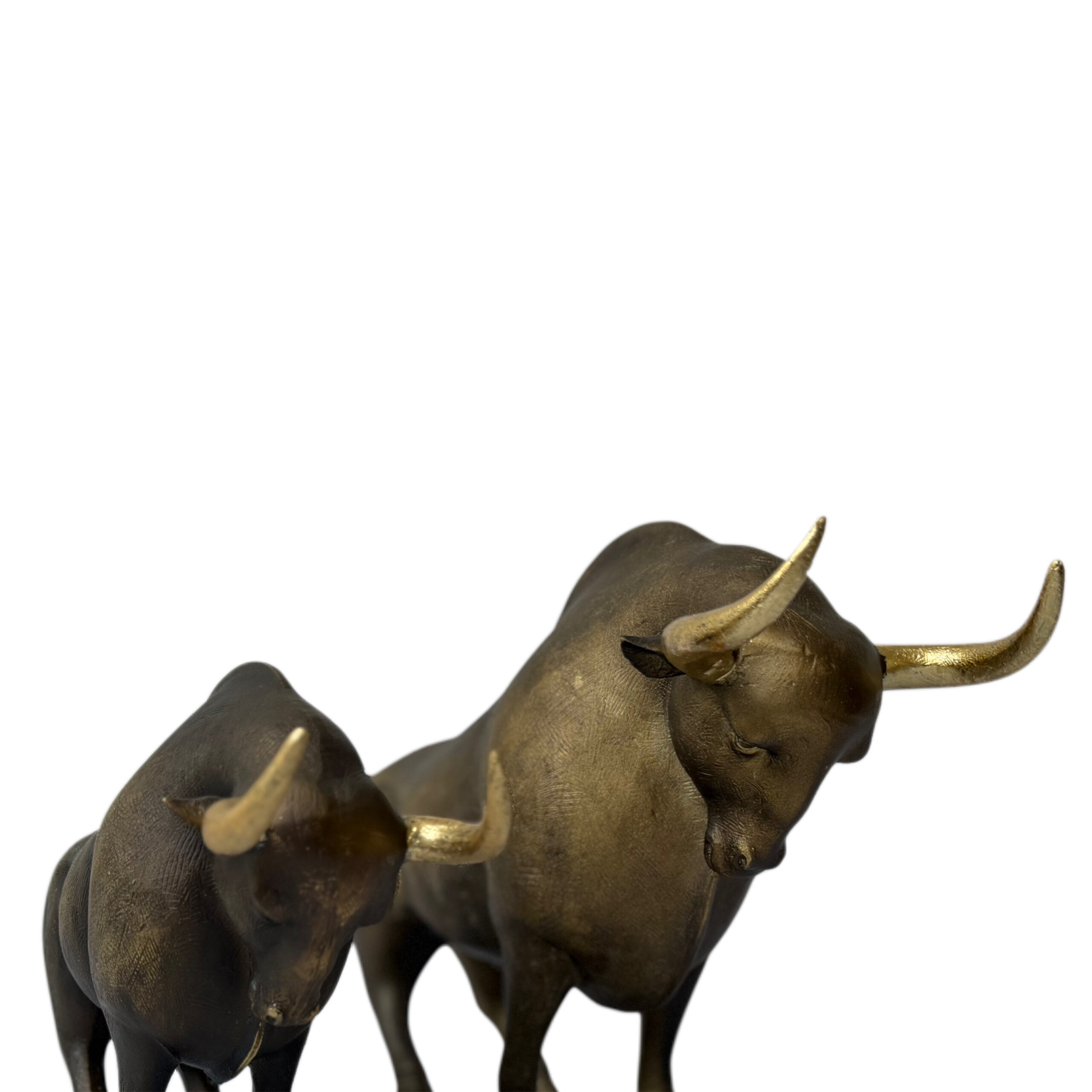 Figura decorativa toro color bronce y oro viejo tamaño grande - Imagen 3
