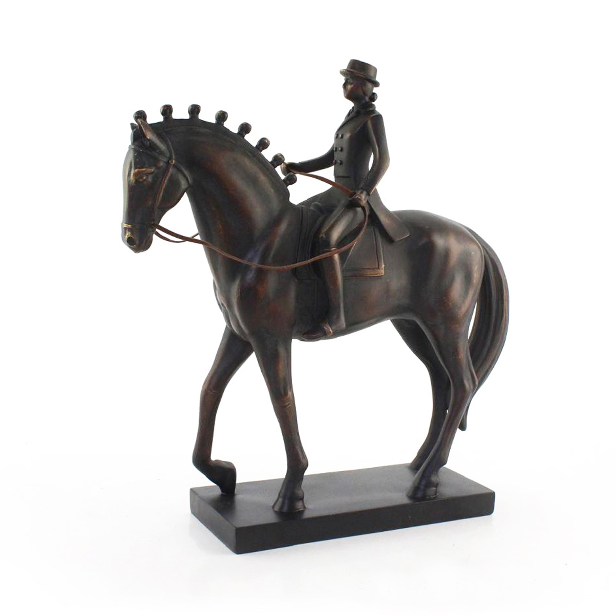 Figura decorativa hombre montando un caballo