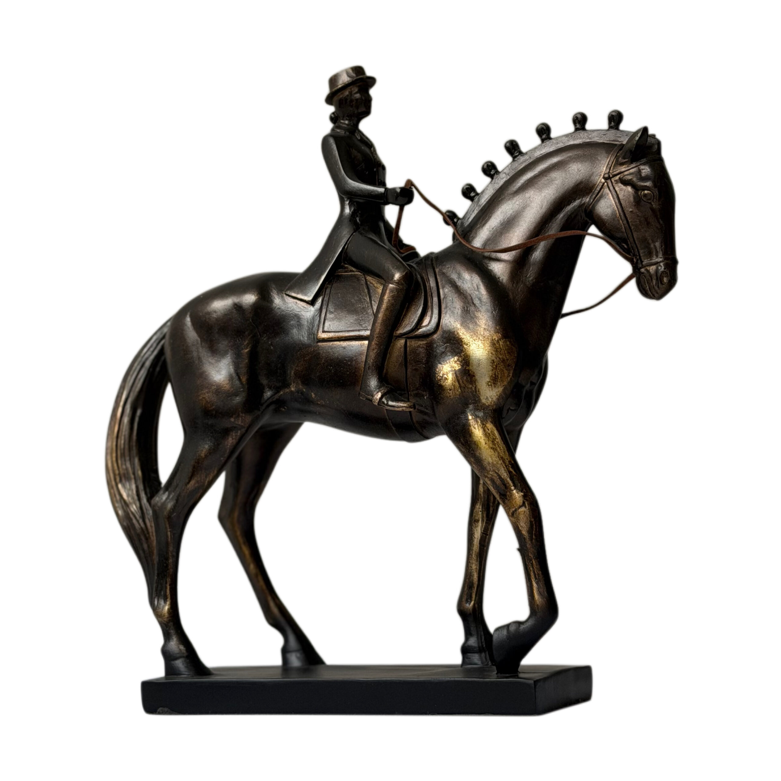 Figura decorativa hombre montando un caballo