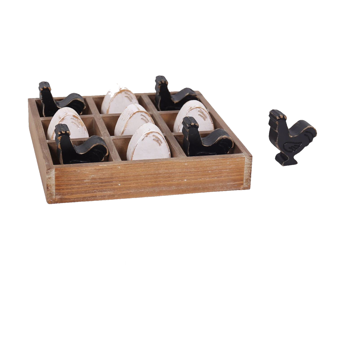 Juego de gato estilo rústico “gallo y huevos”